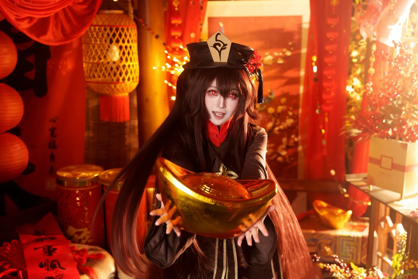 原神, cosplay摄影, 胡桃cos, 新年贺图, 新春国风 - 第5张