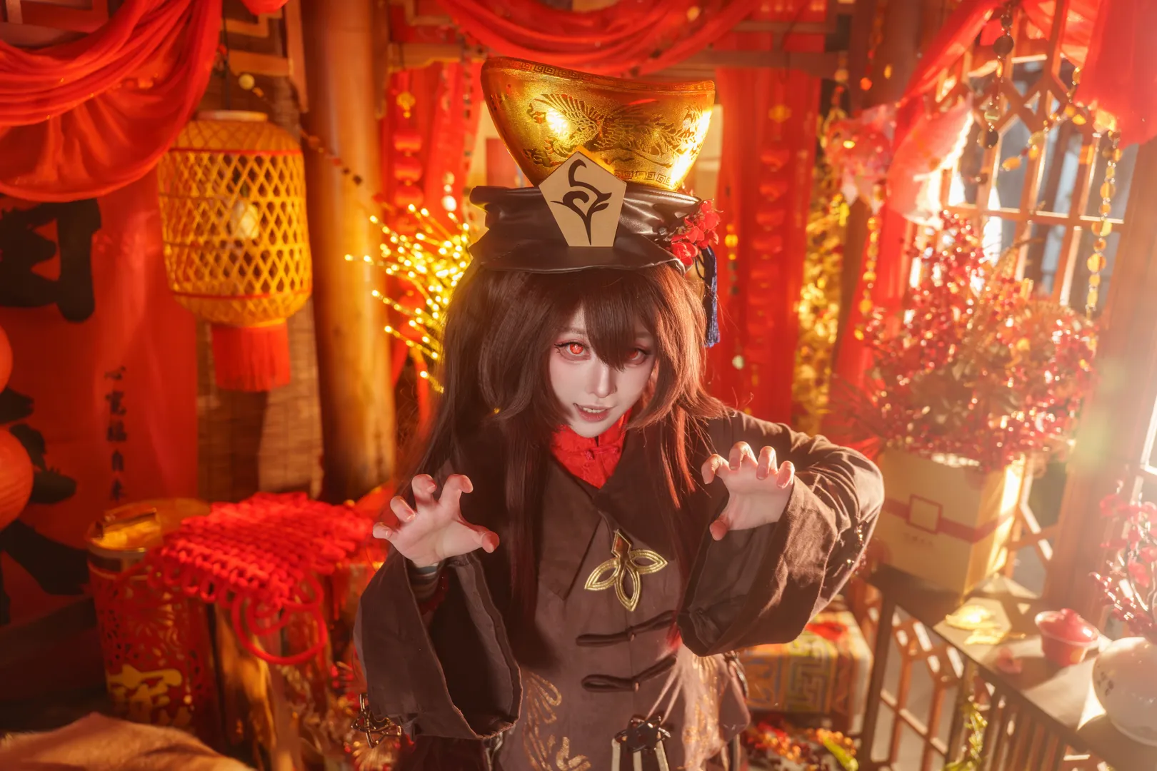 原神, cosplay摄影, 胡桃cos, 新年贺图, 新春国风 - 第6张