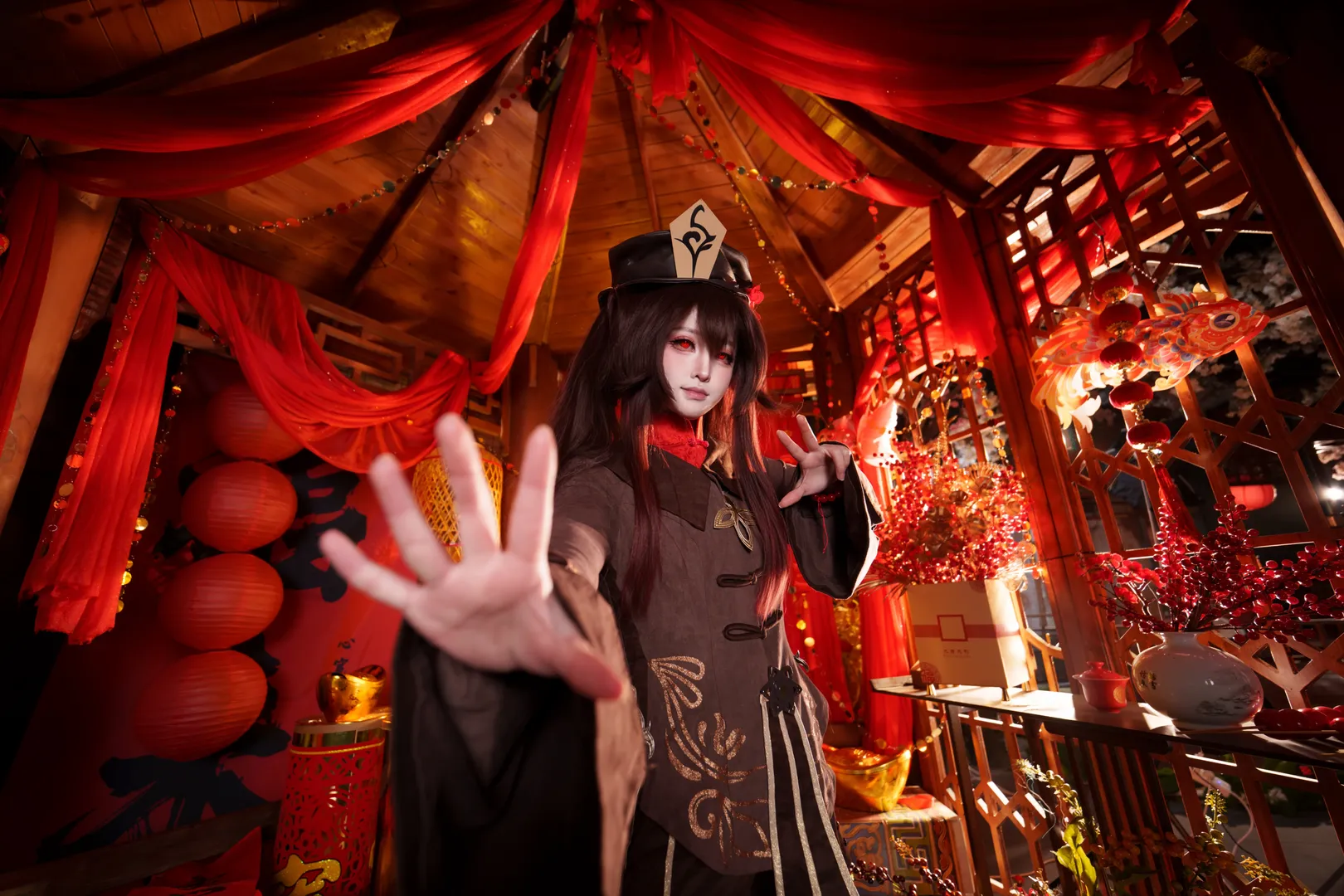 原神, cosplay摄影, 胡桃cos, 新年贺图, 新春国风 - 第7张