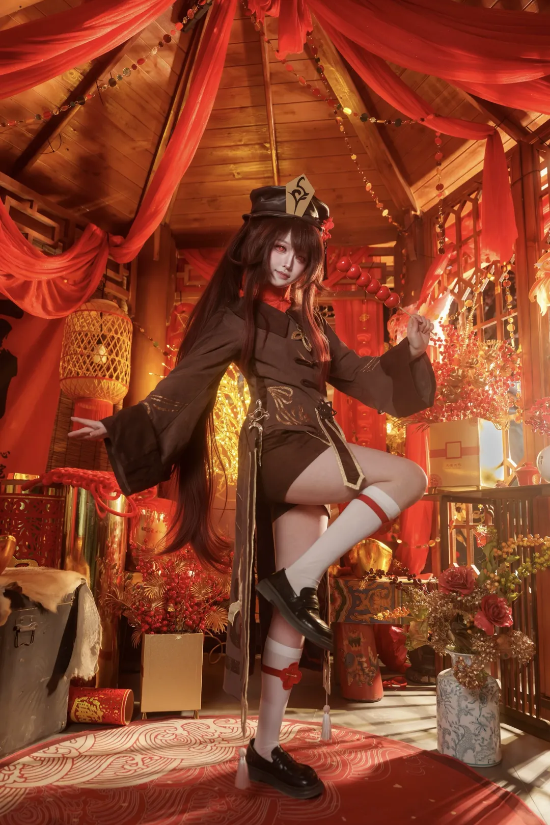 原神, cosplay摄影, 胡桃cos, 新年贺图, 新春国风 - 第8张