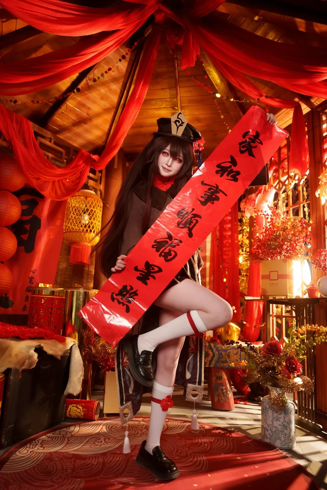 原神, cosplay摄影, 胡桃cos, 新年贺图, 新春国风 - 第9张