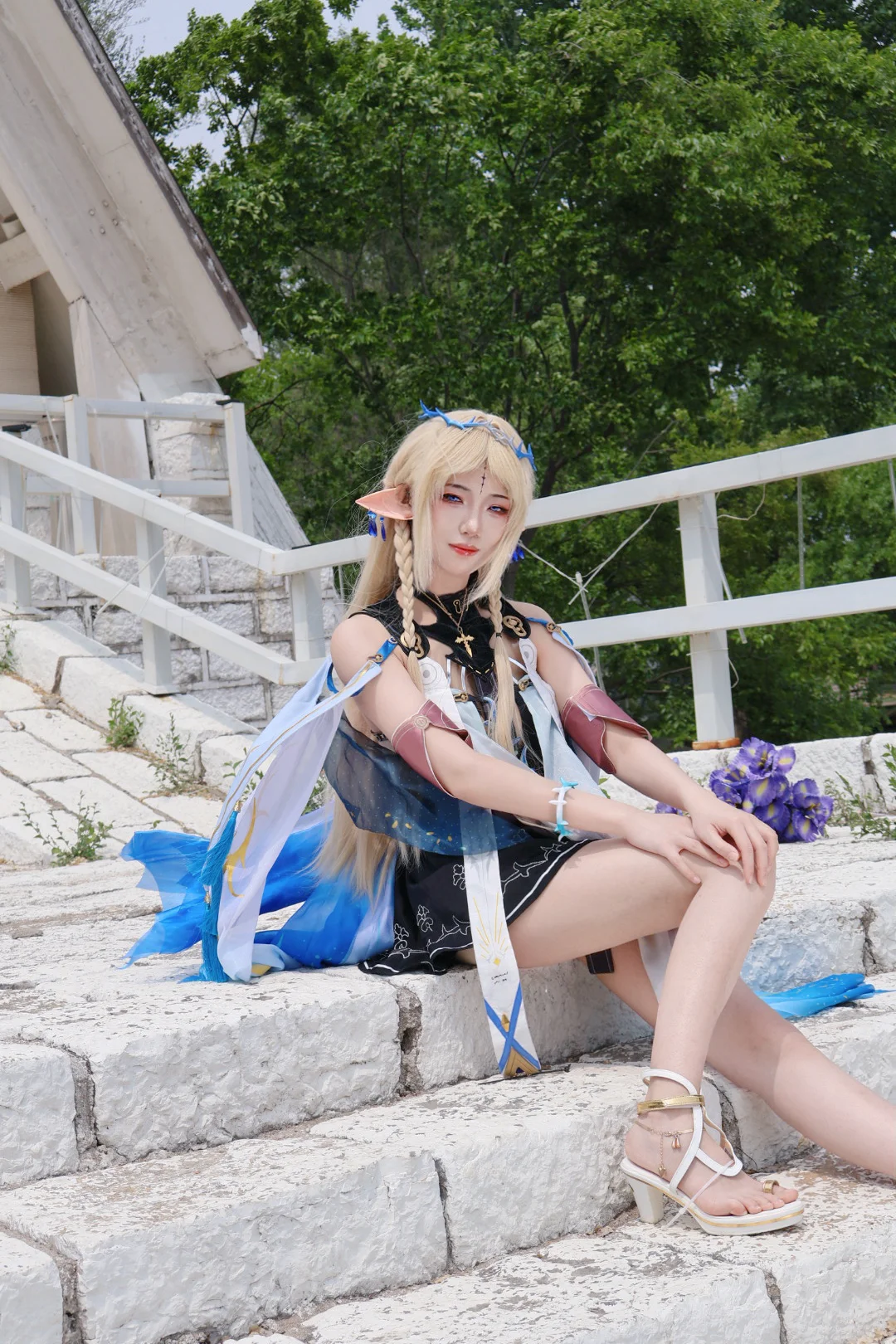 アウトドア撮影, コスプレ撮影, エルフ コスプレ, 金髪エルフ, 雰囲気メイク - 2枚目