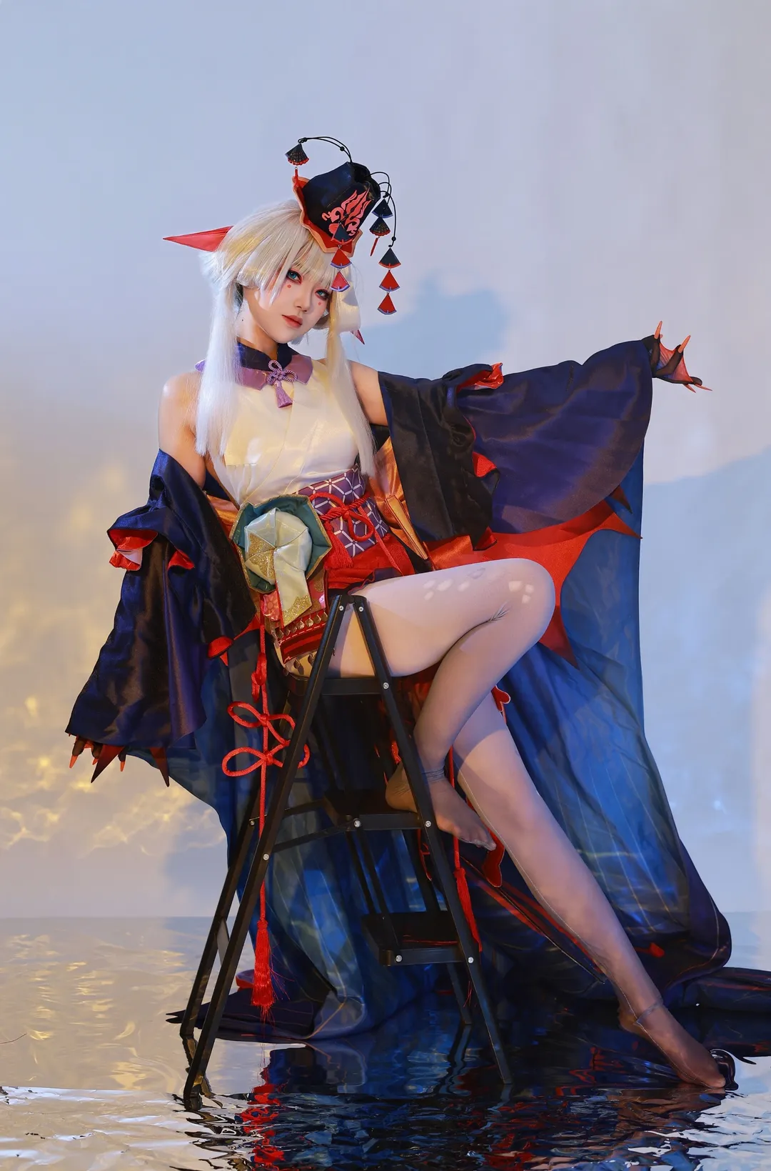 摄影分享, 白毛cosplay, 和风幻想, 千姬cos, 镜面水影 - 第2张