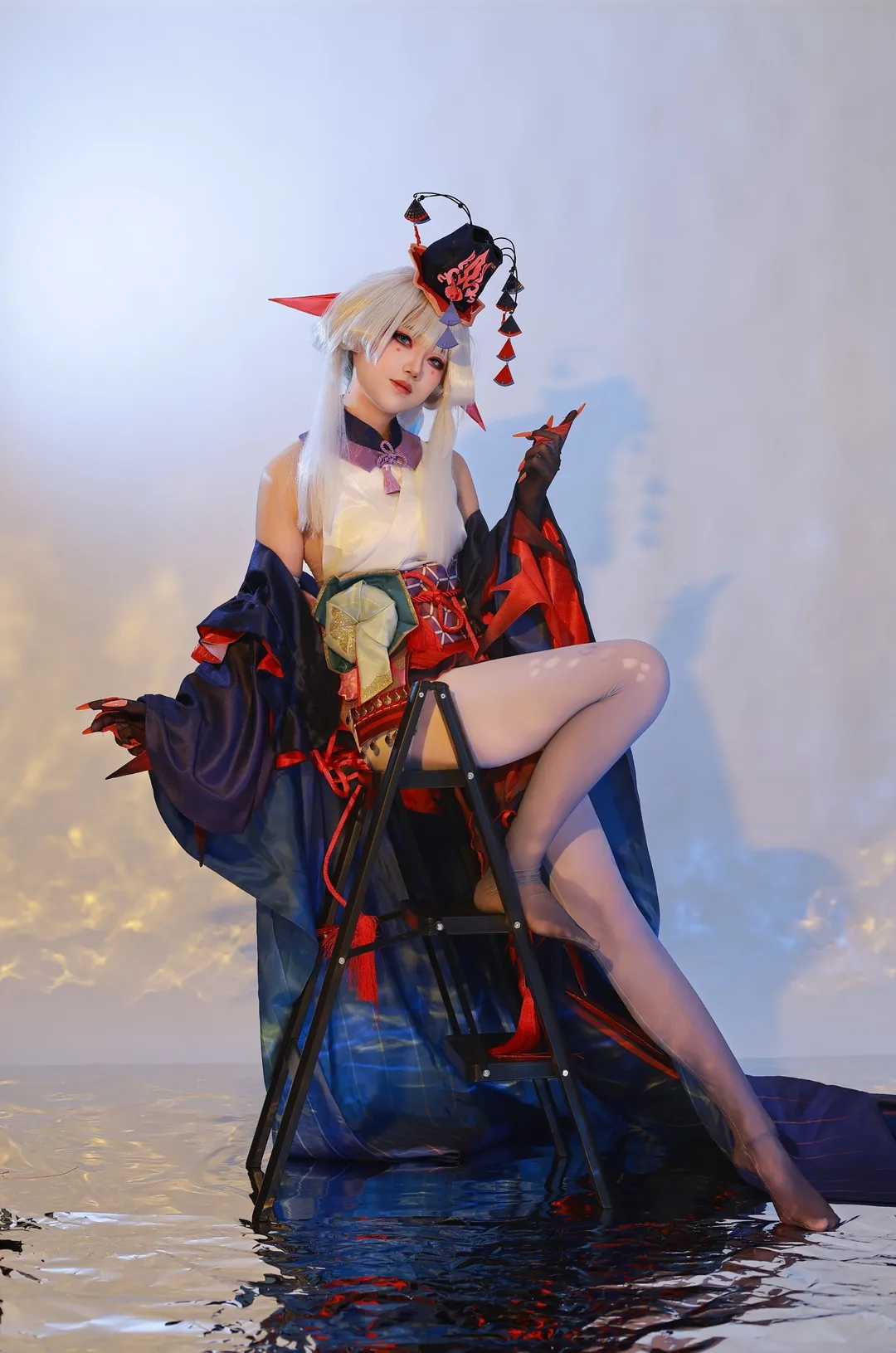 摄影分享, 白毛cosplay, 和风幻想, 千姬cos, 镜面水影 - 第3张