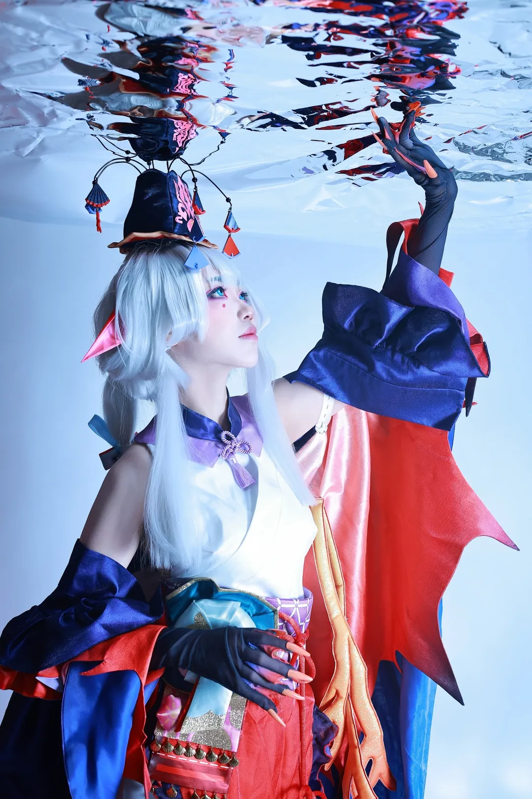 摄影分享, 白毛cosplay, 和风幻想, 千姬cos, 镜面水影