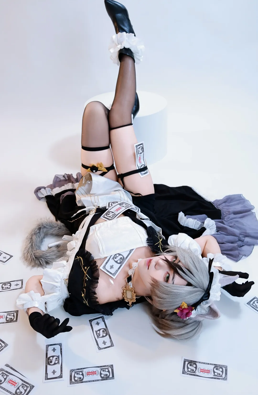 ロールプレイ, コスプレ撮影, メイド服コスプレ, 白黒メイド, 猫耳スタイル