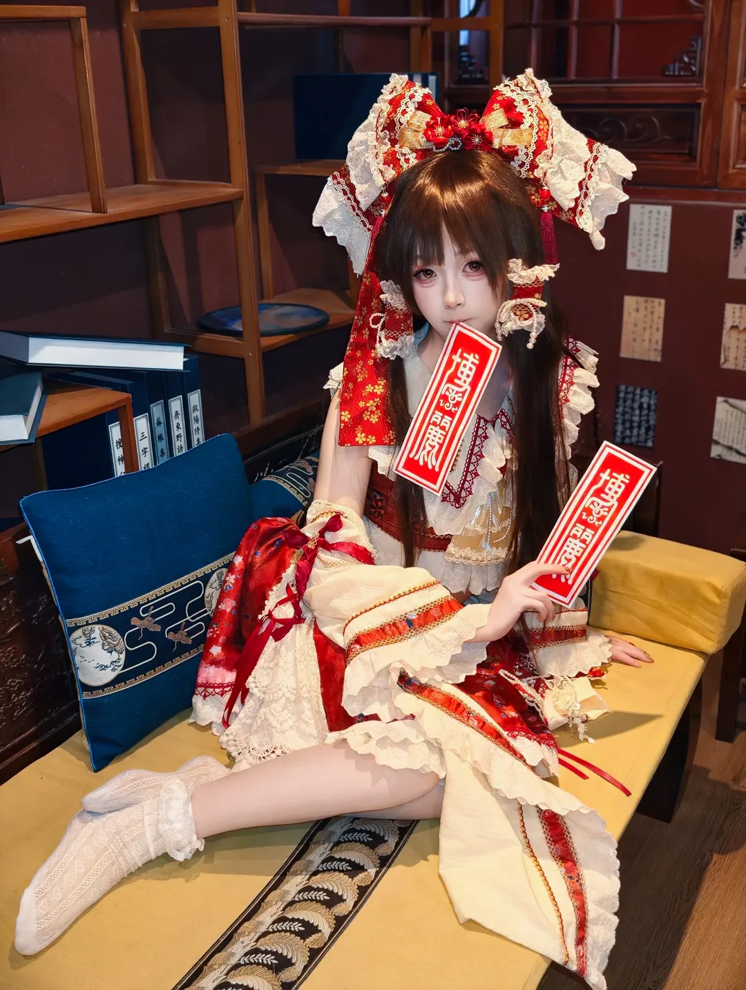 cosplay, 博丽灵梦cos, 东方project, 博丽灵梦, 洛丽塔巫女 - 第1张