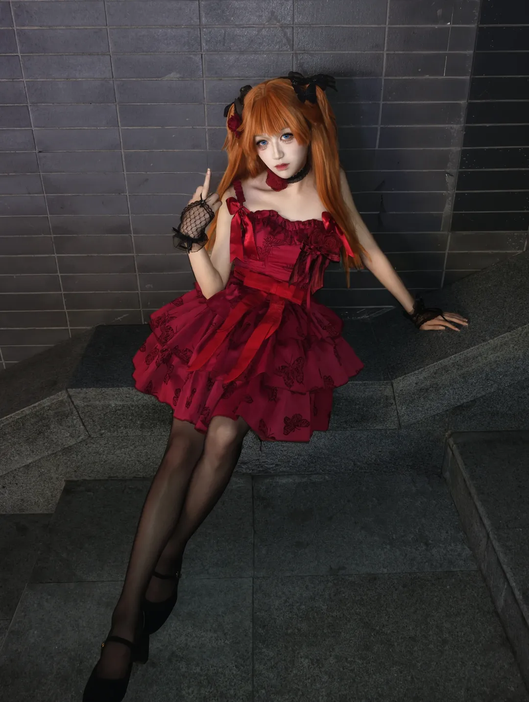 二次元, コスプレ, 新世紀エヴァンゲリオン, アスカコスプレ, 赤いドレス、ツインテール - 1枚目