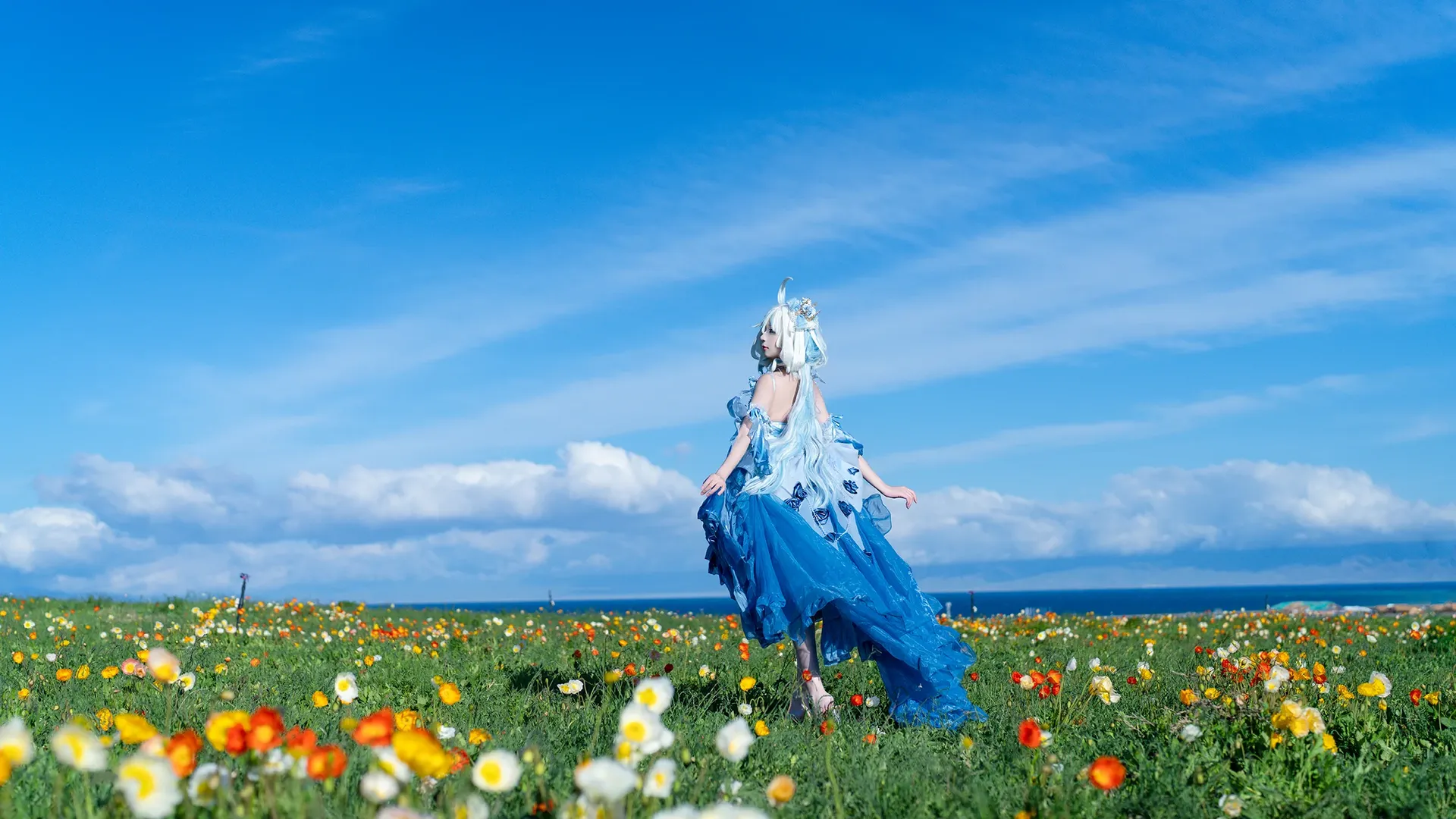 原神, 芙宁娜cos, 原神cos, cosplay摄影, 花海外景 - 第4张