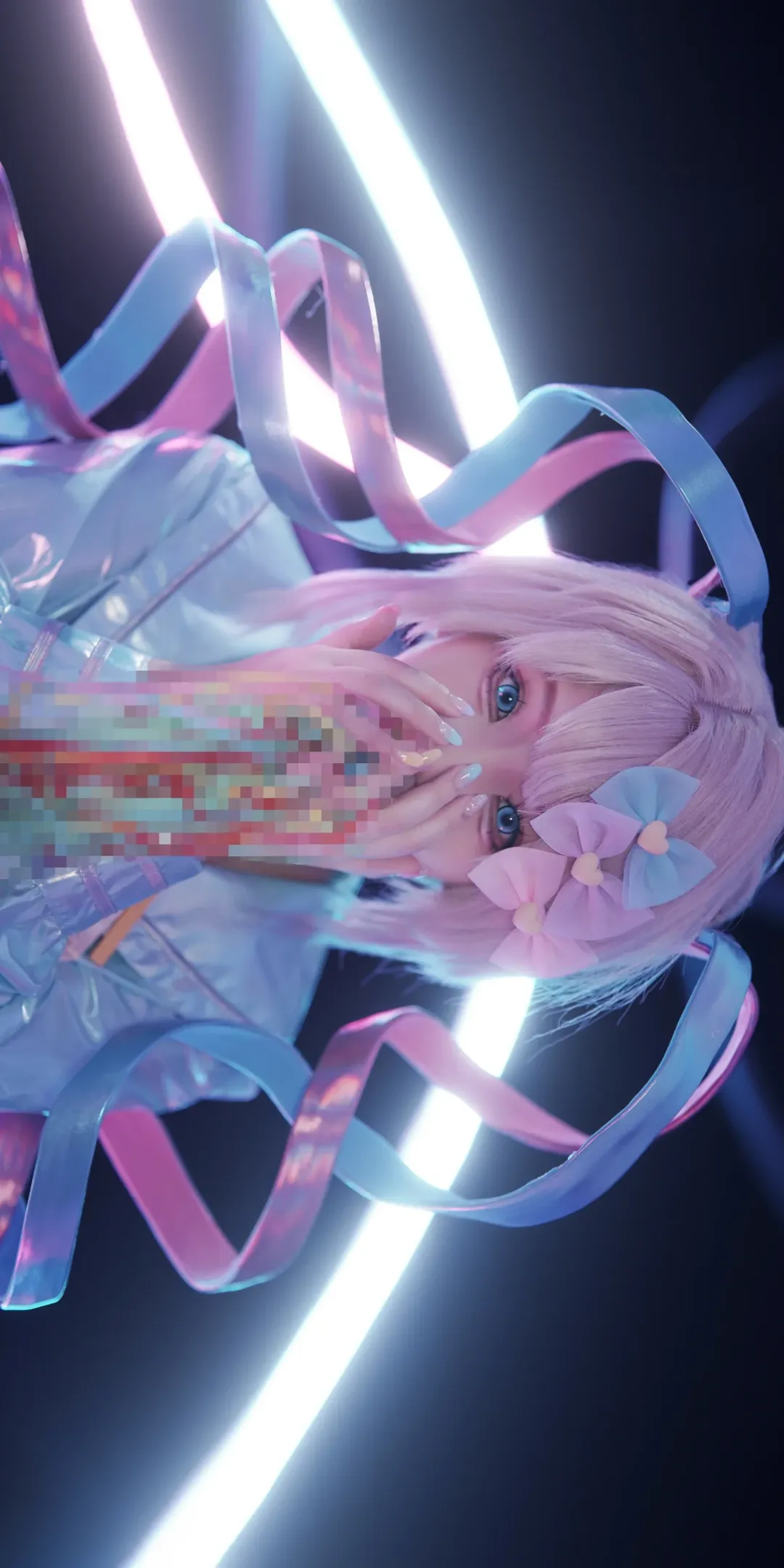 サイバーパンク, 二次元視覚プロジェクト, 超絶最かわ天使ちゃん コスプレ, ネオンの光, グリッチアート - 4枚目