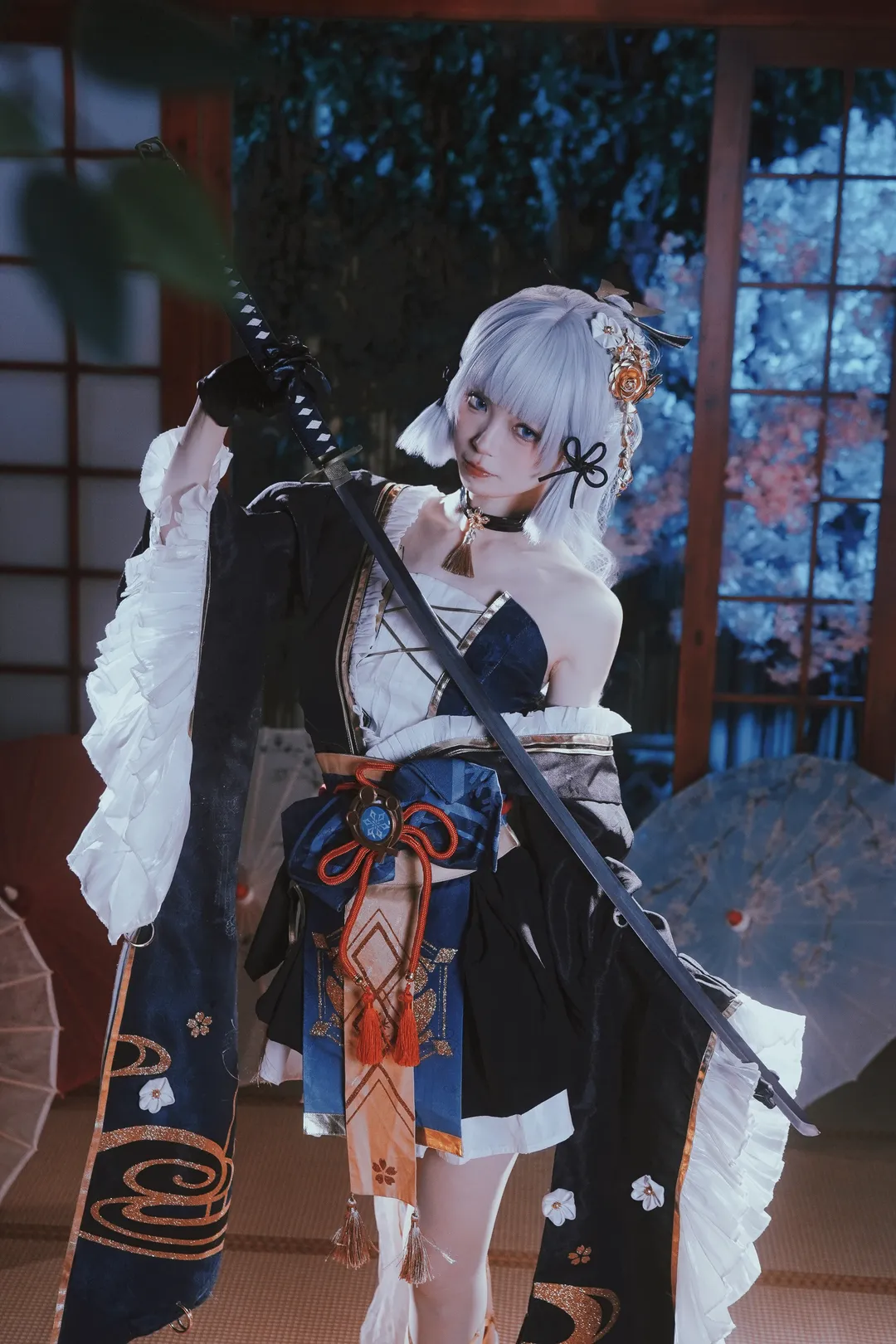 Genshin Impact, Atmosphere, cosplay, Japanese-style photography, Kamisato Ayaka cosplay