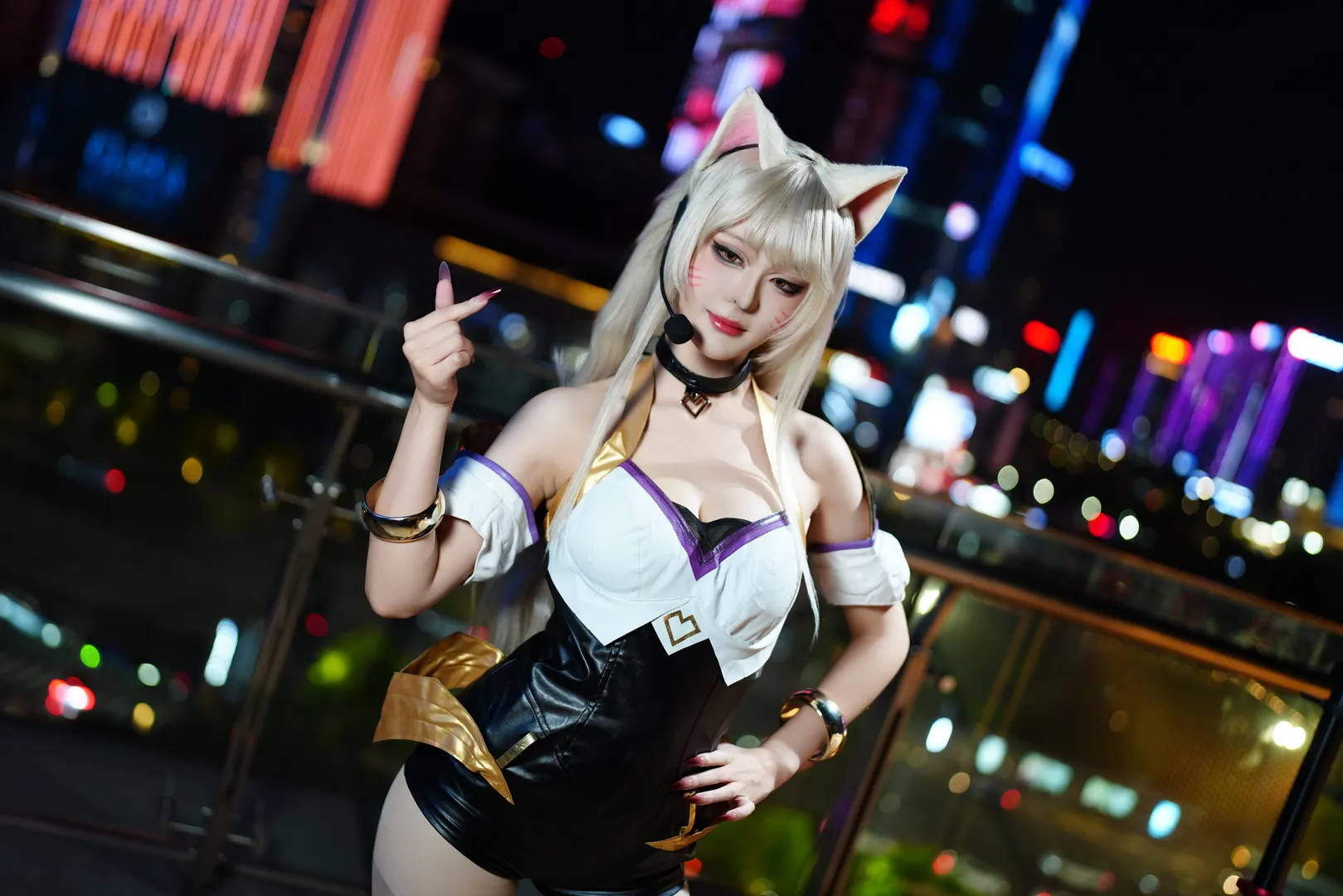 cosplay摄影, 夜景cos, 阿狸cos, 英雄联盟, KDA皮肤 - 第6张