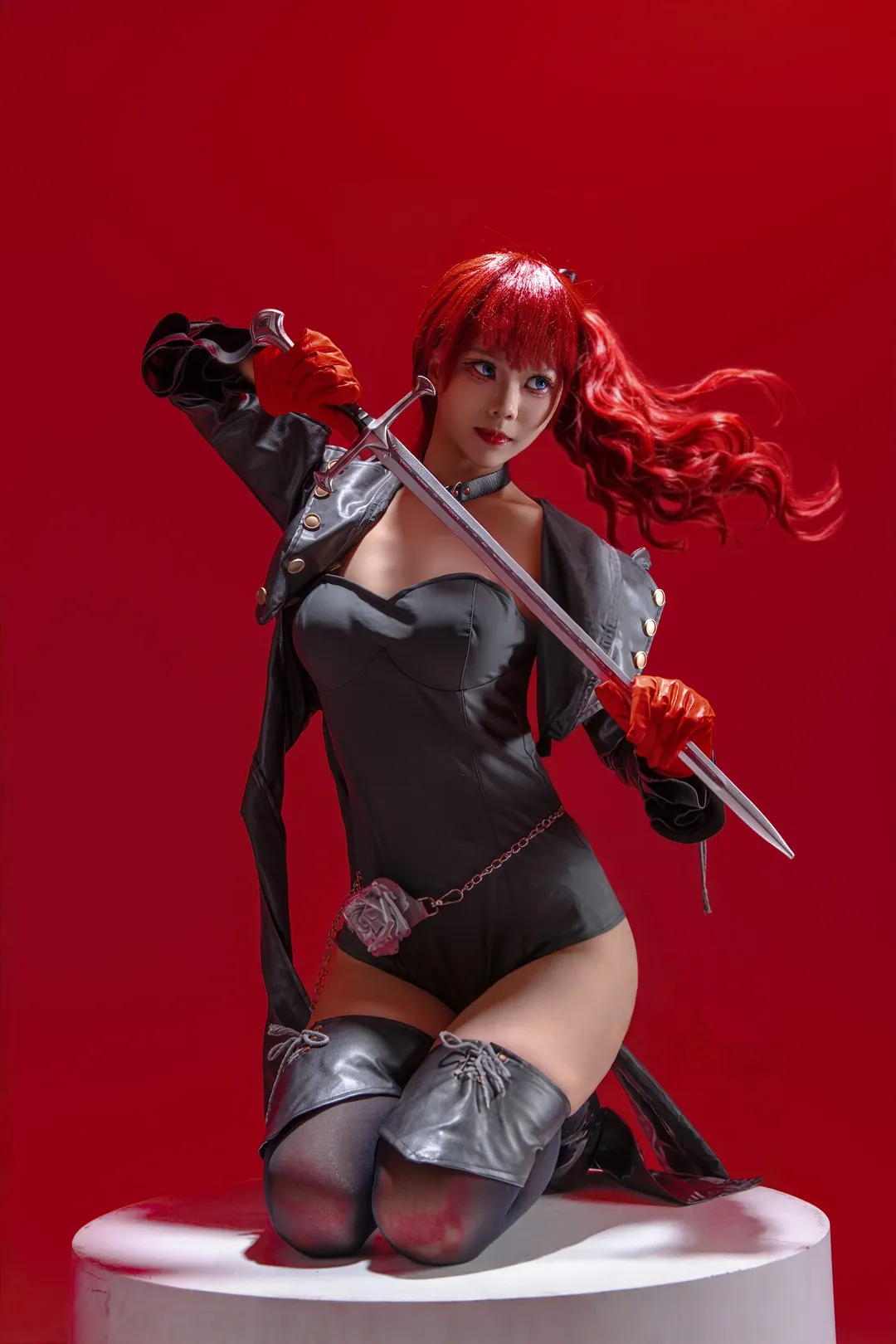 Yoshizawa Kasumi cosplay, Persona 5, Red hair cosplay, Leather cosplay, Persona 5 cosplay photography