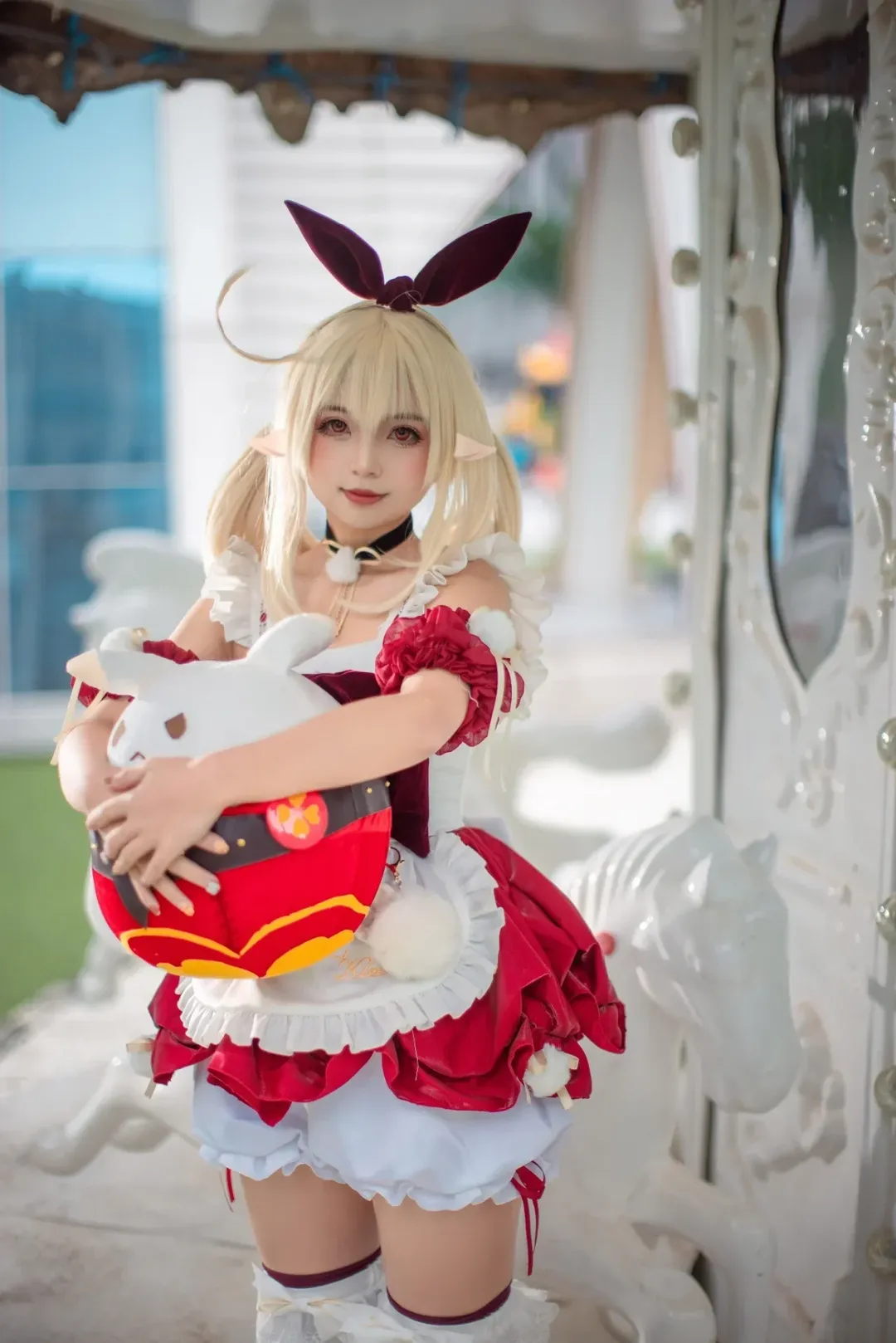 原神, 可莉cos, 女仆装, 同人cos, 游乐园写真 - 第3张
