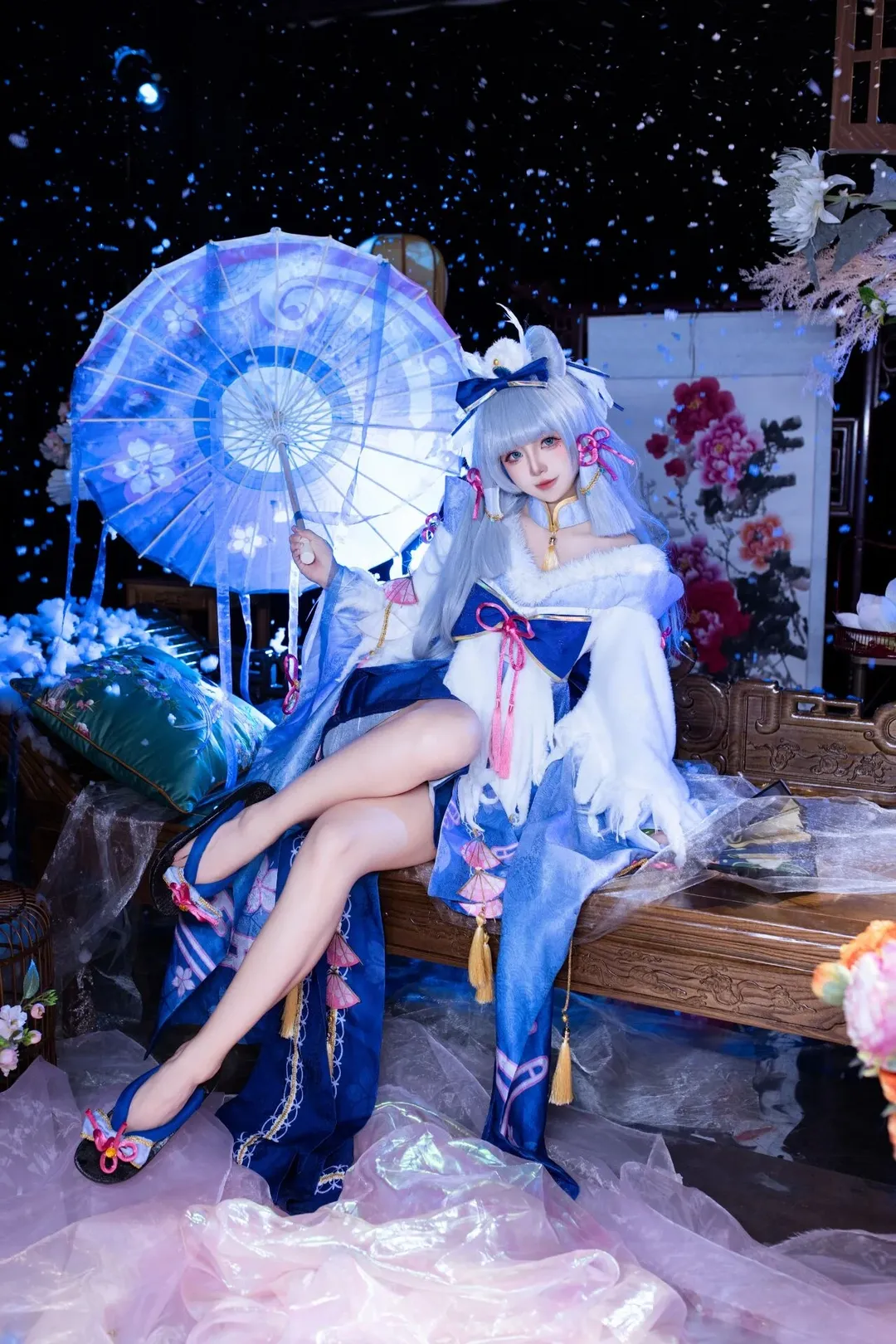 原神, 神里绫华cos, 白鹭樱华, 雪景棚拍, cosplay摄影 - 第1张