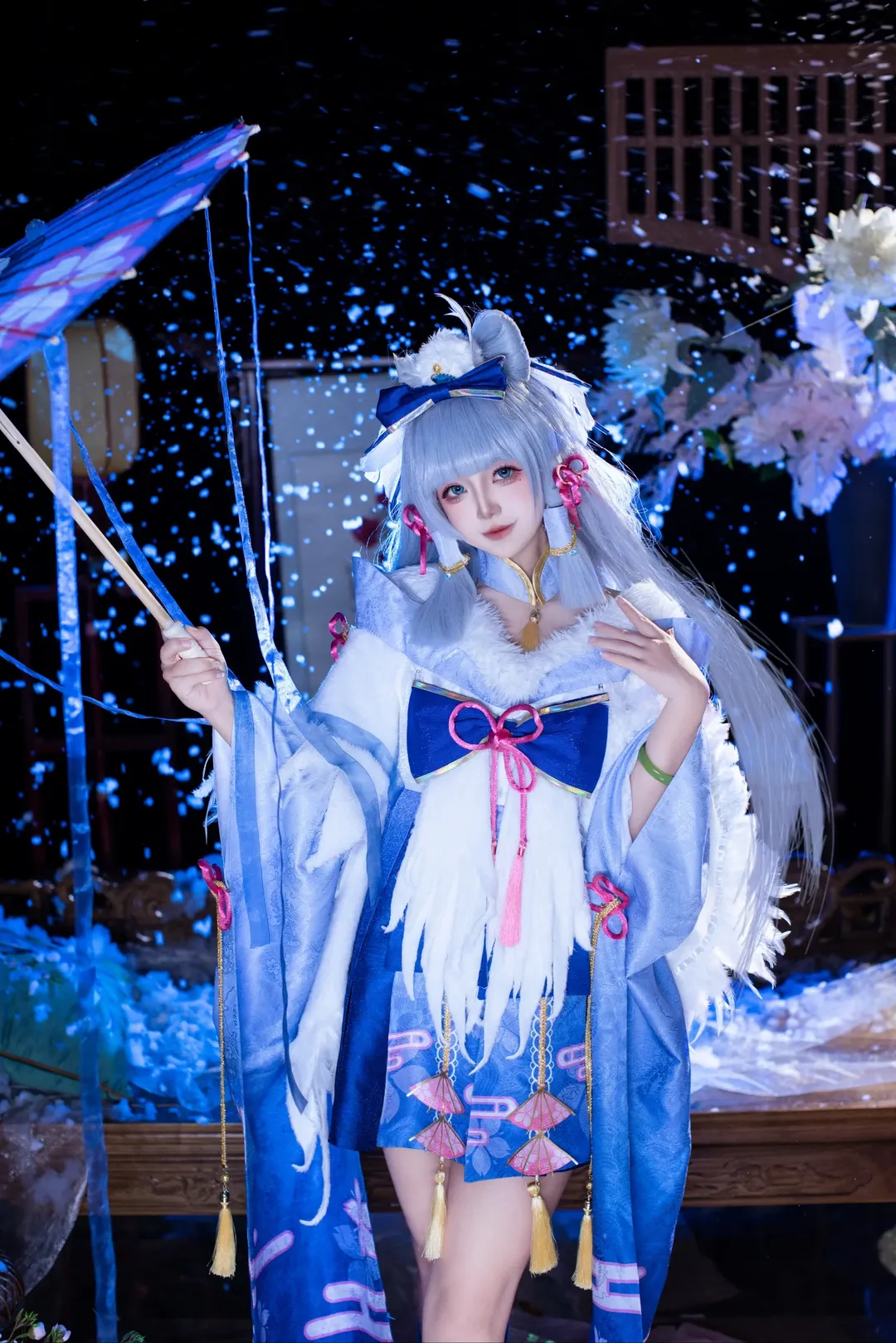 原神, 神里绫华cos, 白鹭樱华, 雪景棚拍, cosplay摄影