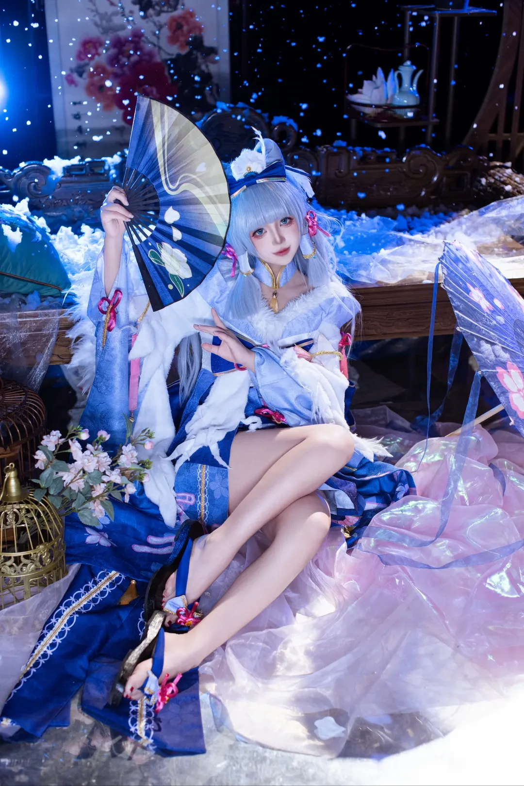 原神, 神里绫华cos, 白鹭樱华, 雪景棚拍, cosplay摄影 - 第4张