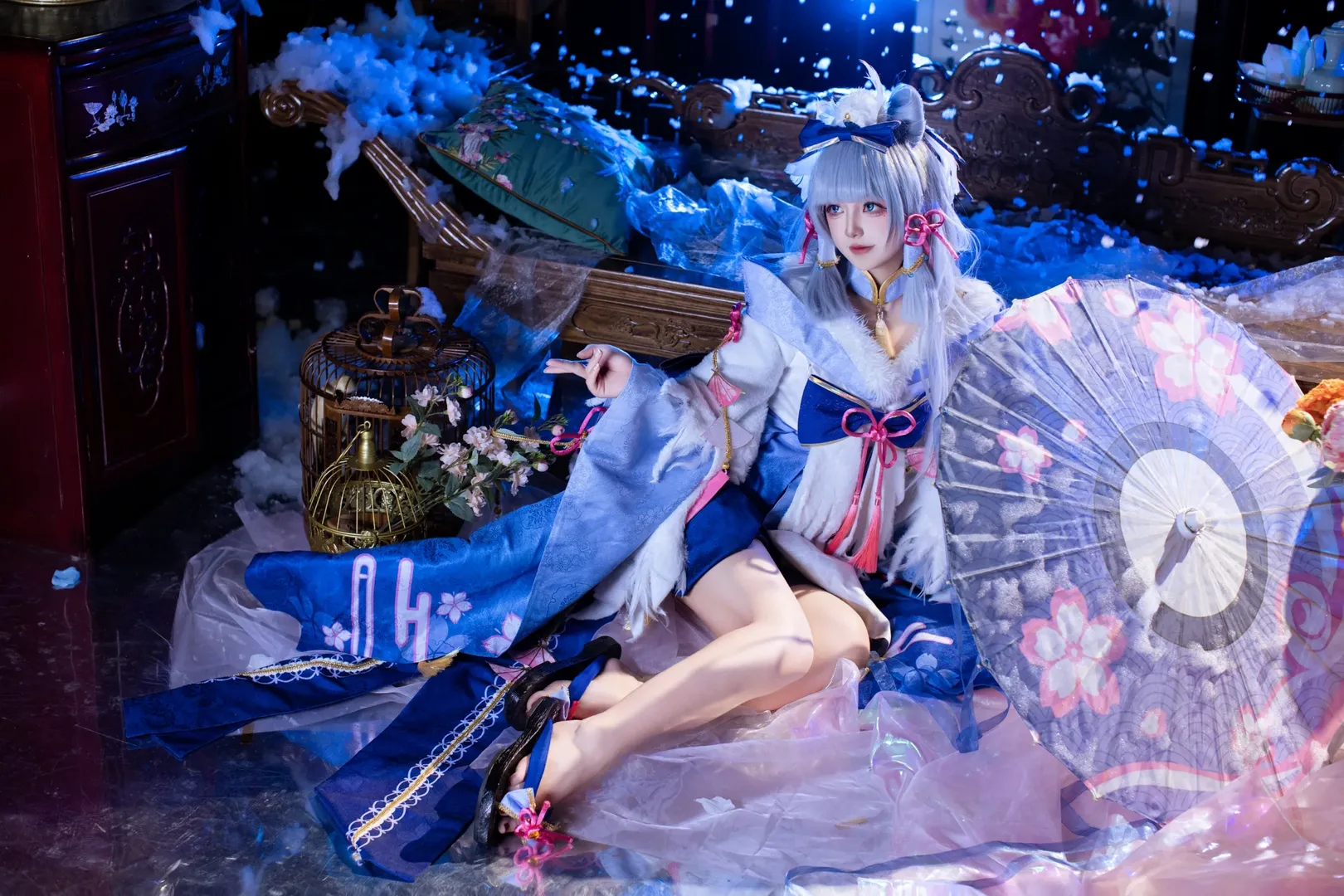 原神, 神里绫华cos, 白鹭樱华, 雪景棚拍, cosplay摄影 - 第5张