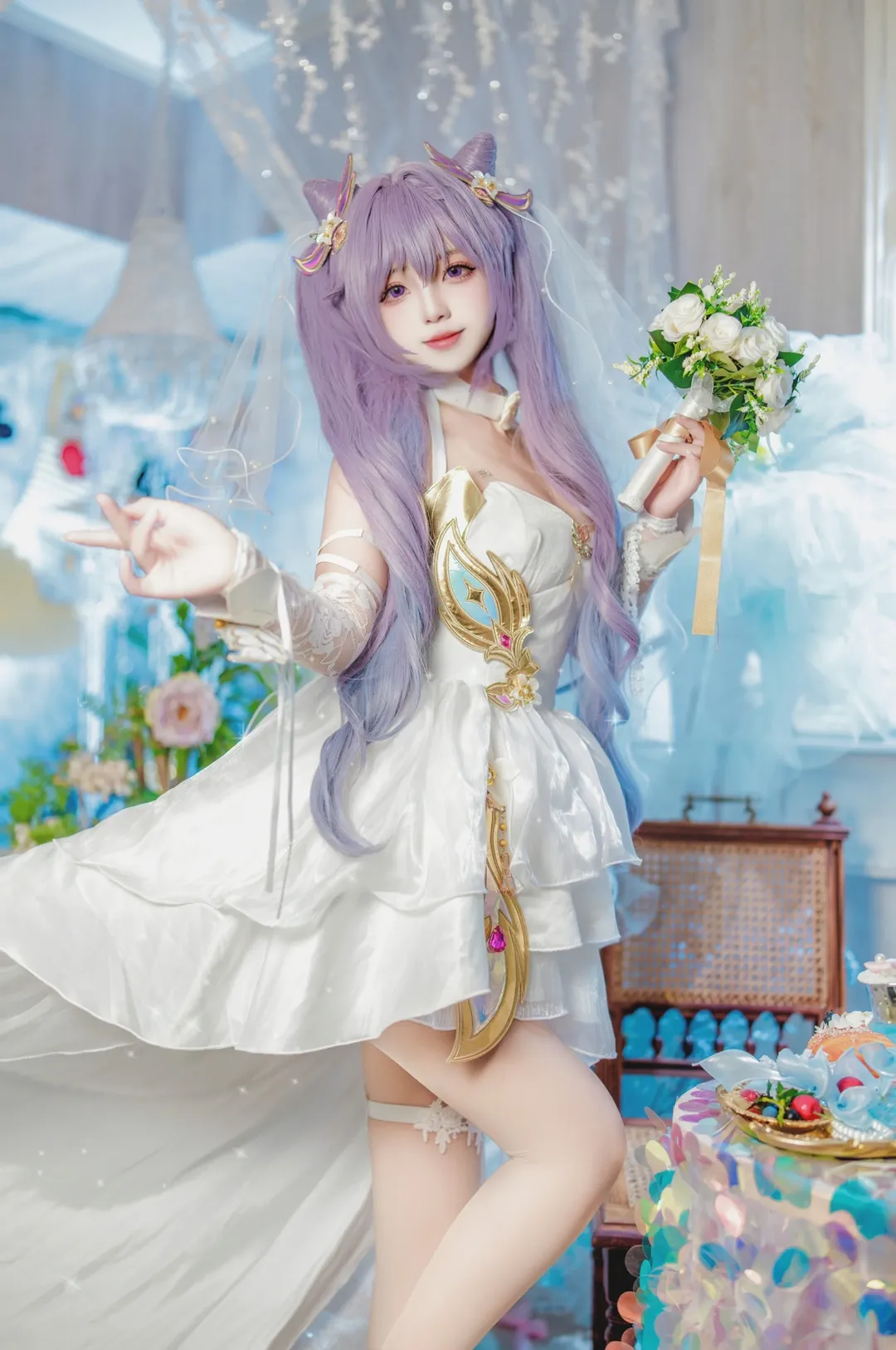 角色扮演, 二次元, 原神, 婚紗cos, 刻晴cos