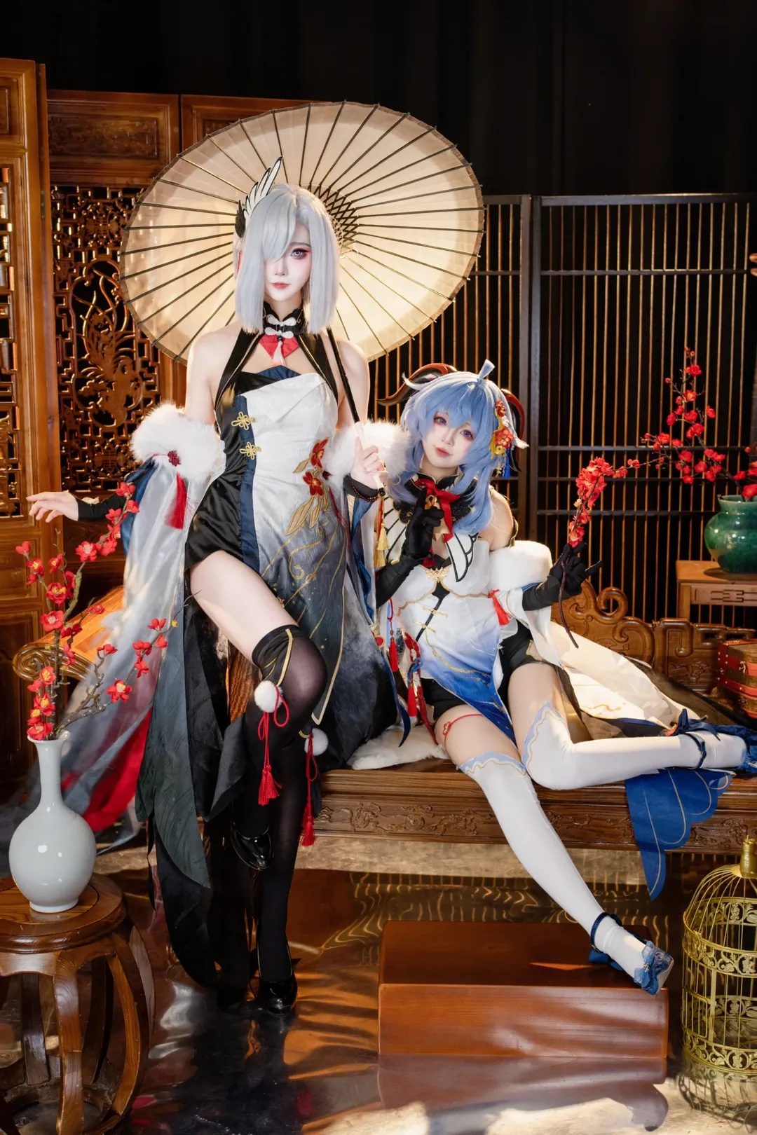 原神, 甘雨cos, 申鹤cos, cosplay摄影, 雪中红梅