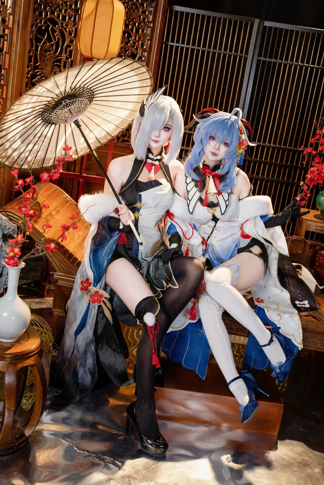 原神, 甘雨cos, 申鹤cos, cosplay摄影, 雪中红梅 - 第2张