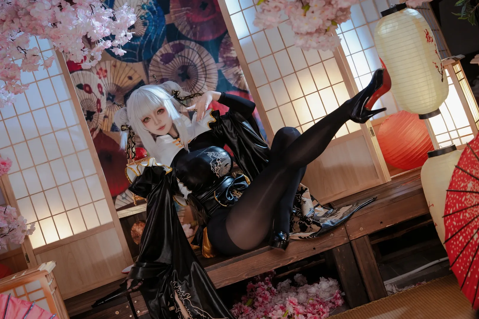 角色还原, 白兔布兰儿cos, 胜利女神NIKKE, cosplay摄影, 和风场景 - 第4张