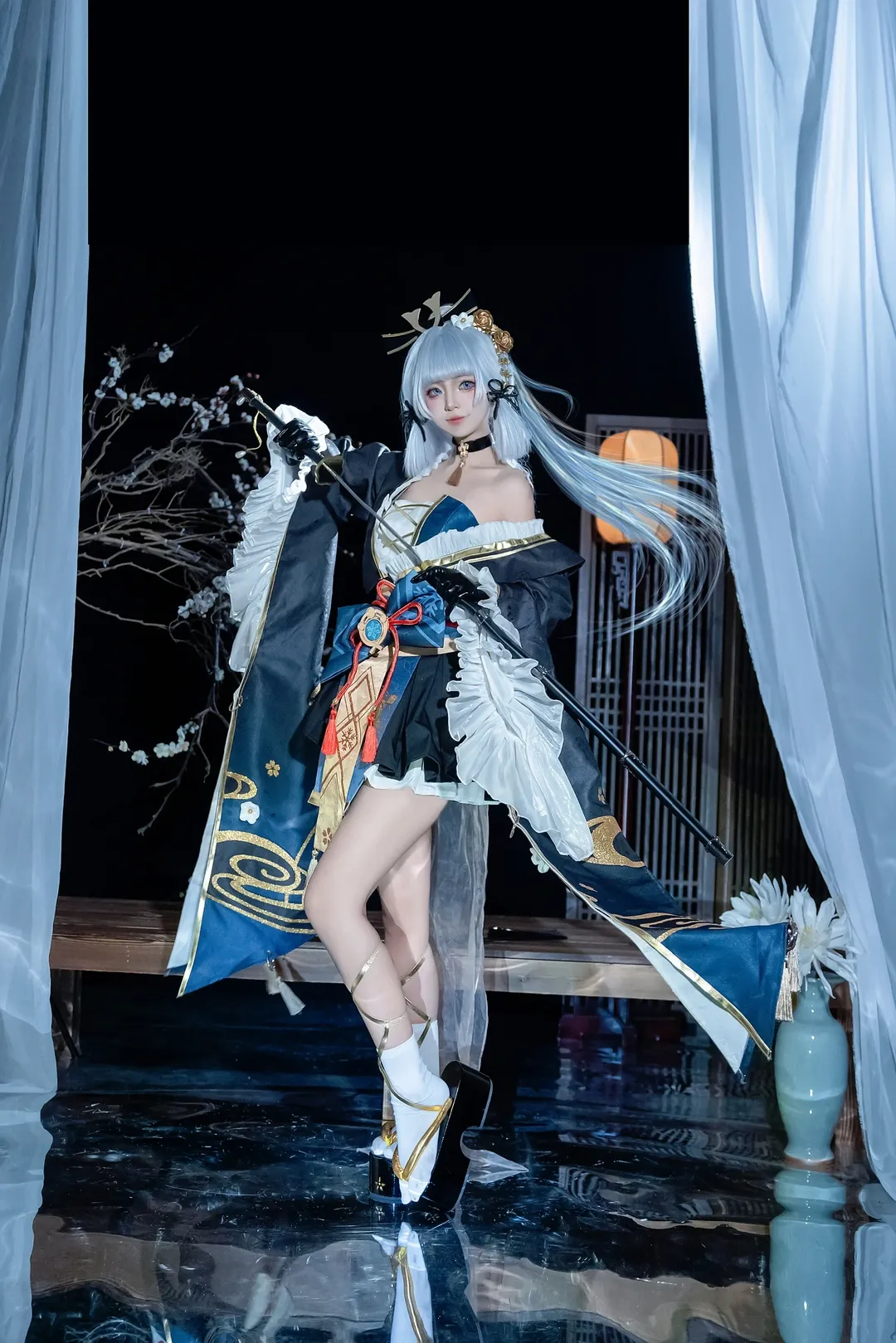 原神, 二次元摄影, 神里绫华cos, 和风cosplay, 白毛角色