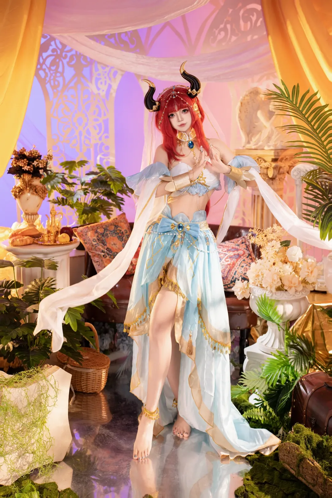 原神, 妮露cos, 异域风情, 角色扮演摄影, 舞娘装扮