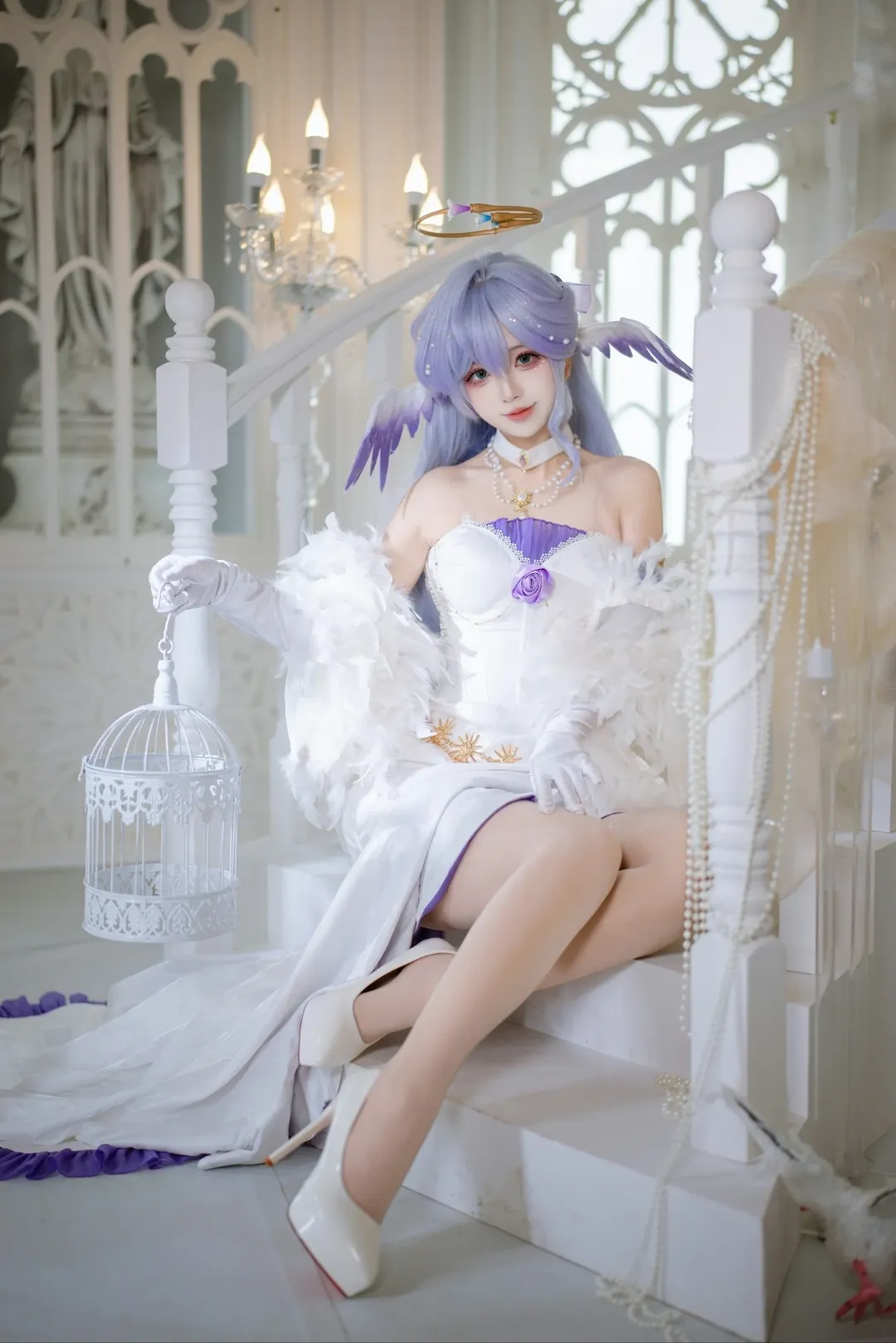 Aesthetic Portrait, Cosplay, Honkai: Star Rail, Robin cosplay, Feather dress