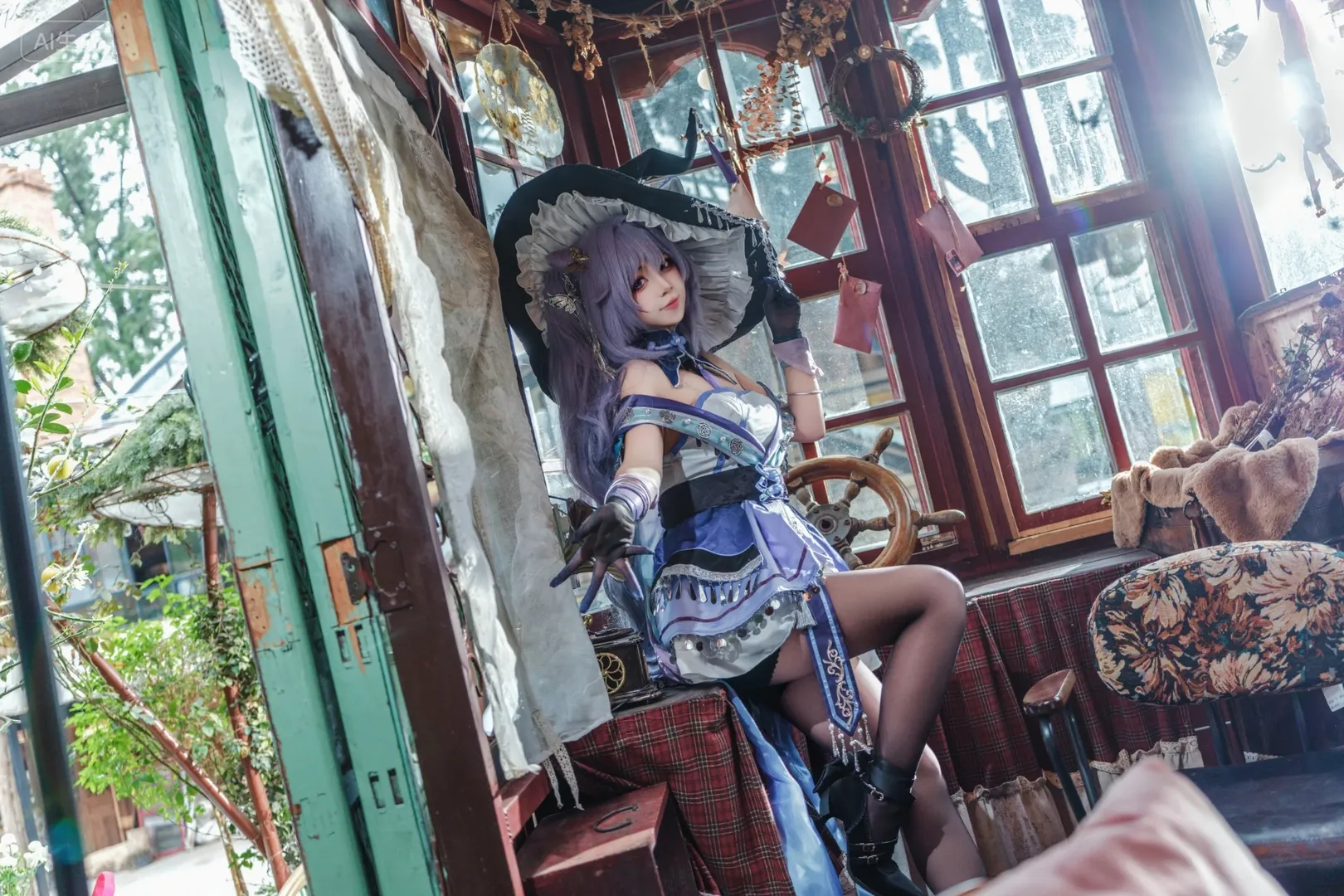 原神, 刻晴cos, 魔女风格, 复古氛围感, 高质量摄影 - 第5张