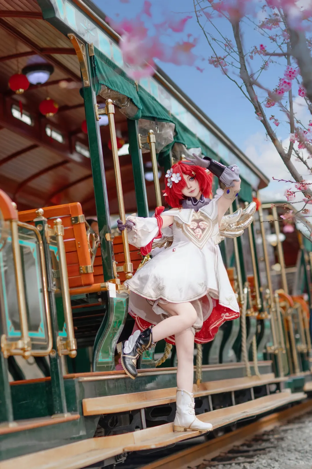 Honkai: Star Rail, Tribbie cosplay, Cosplay location shoot, Fenglongwan Cherry Blossom Little Train, Spring Stroll - Image 7