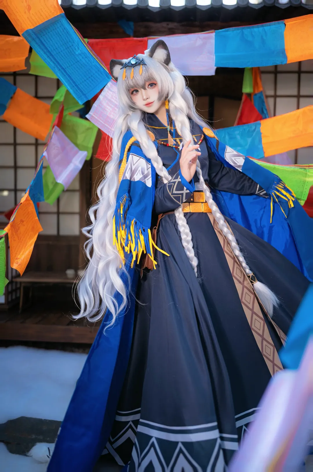 初雪cos, 明日方舟, 圣聆, 和风cos, 雪景摄影