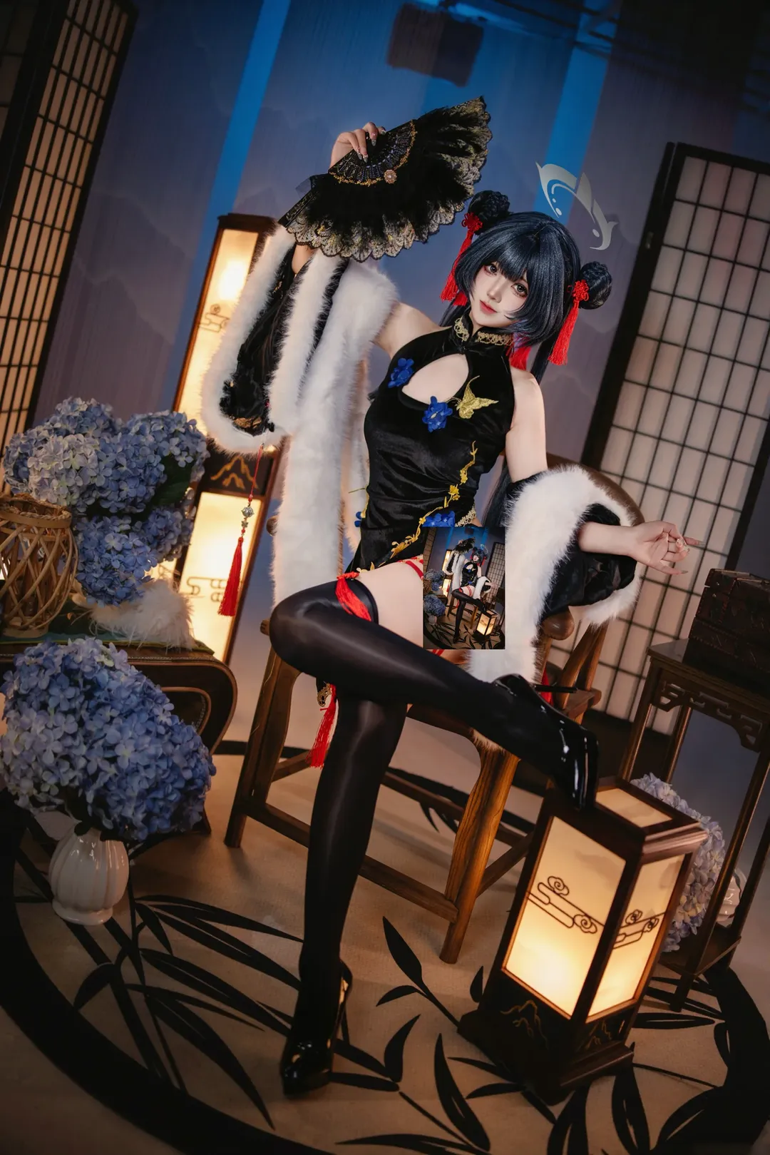 蔚蓝档案, 妃咲cos, 东方风, 蓝色头发, 和风服饰