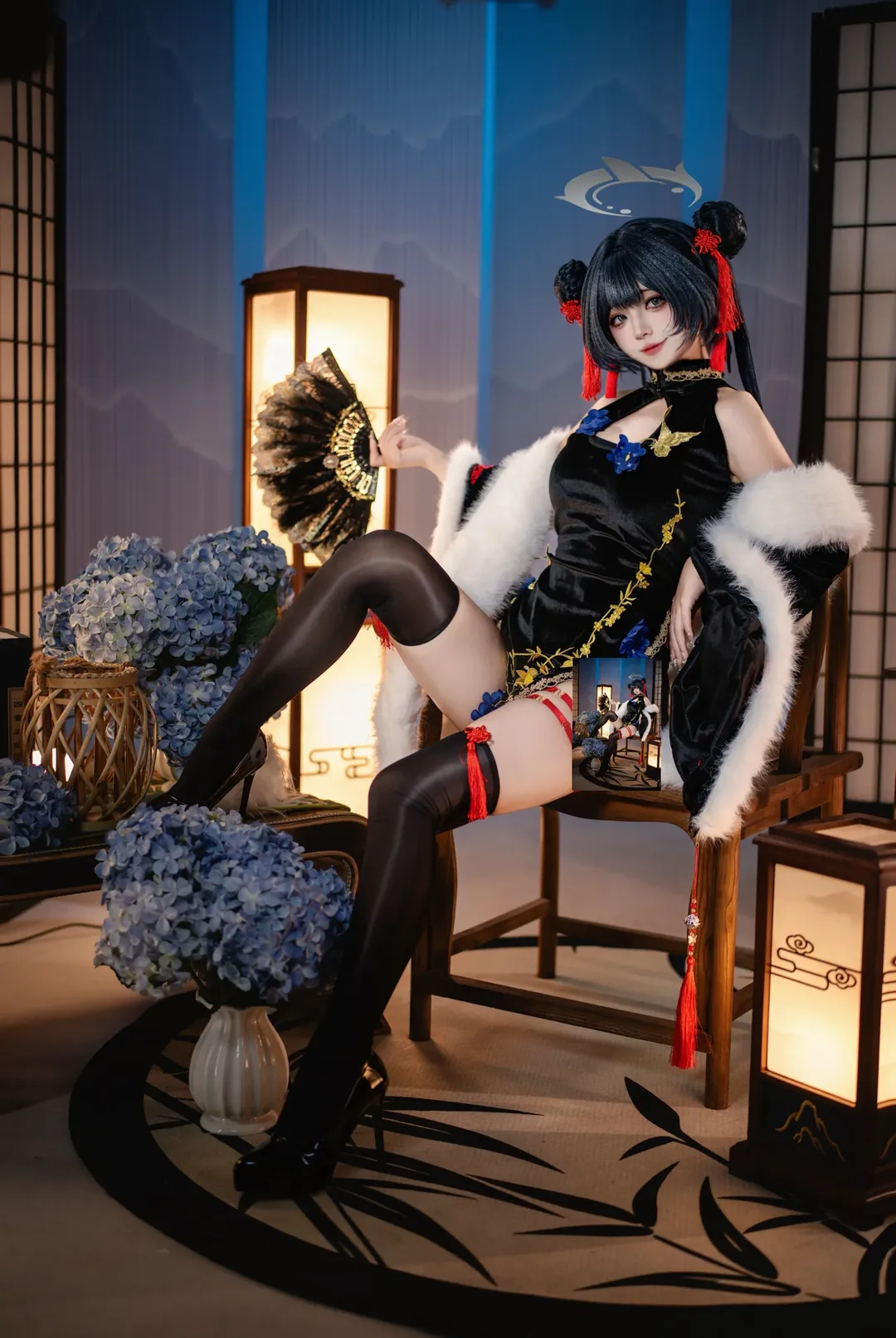 蔚蓝档案, 妃咲cos, 东方风, 蓝色头发, 和风服饰 - 第3张