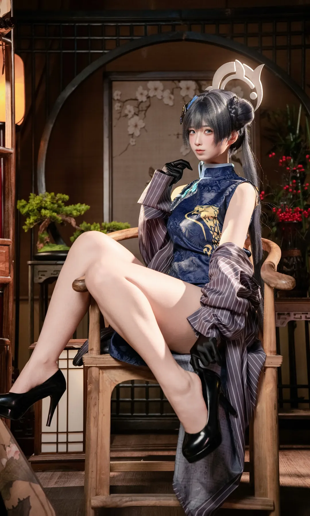 二次元少女, 蔚蓝档案, 妃咲cos, 中式旗袍, cosplay摄影