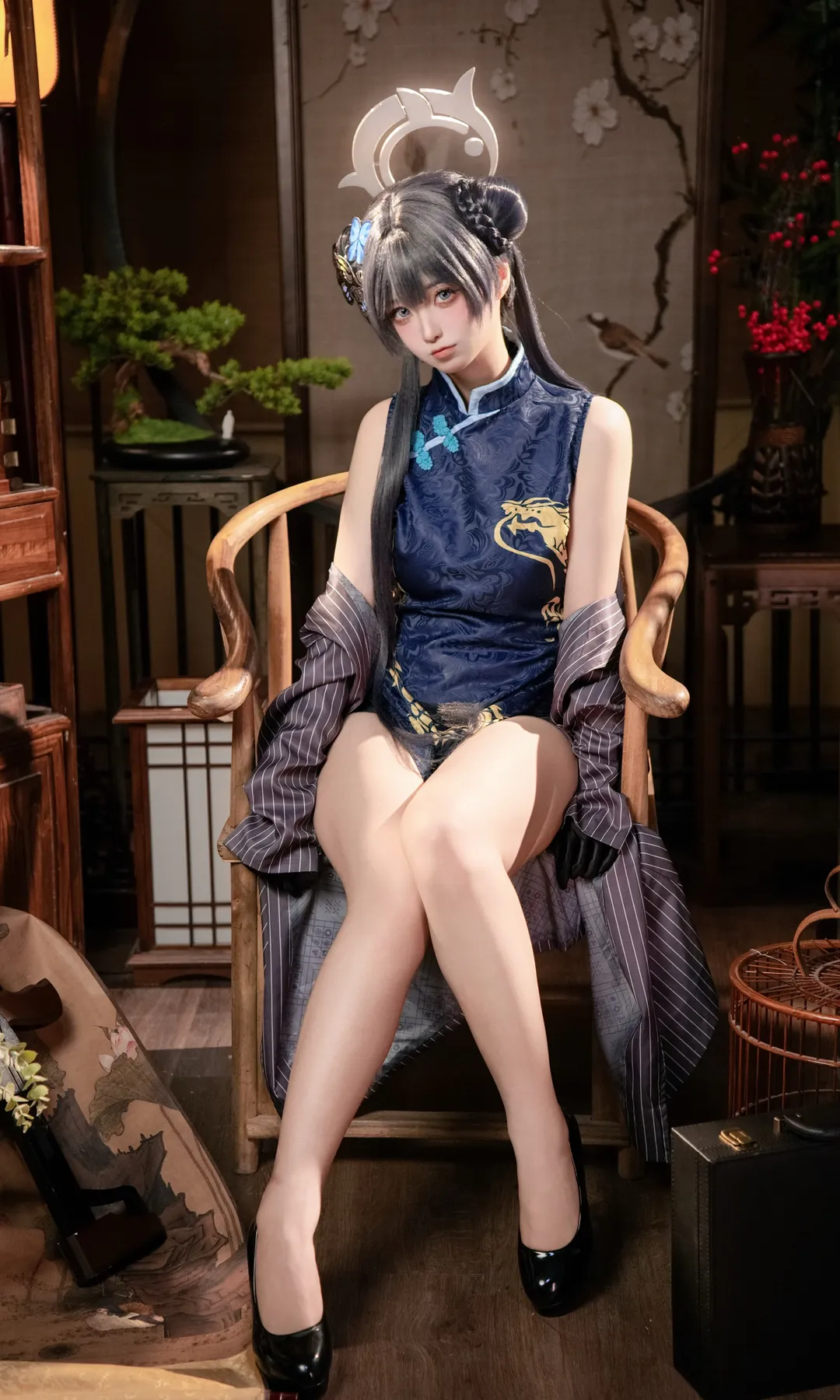 二次元少女, 蔚蓝档案, 妃咲cos, 中式旗袍, cosplay摄影 - 第5张