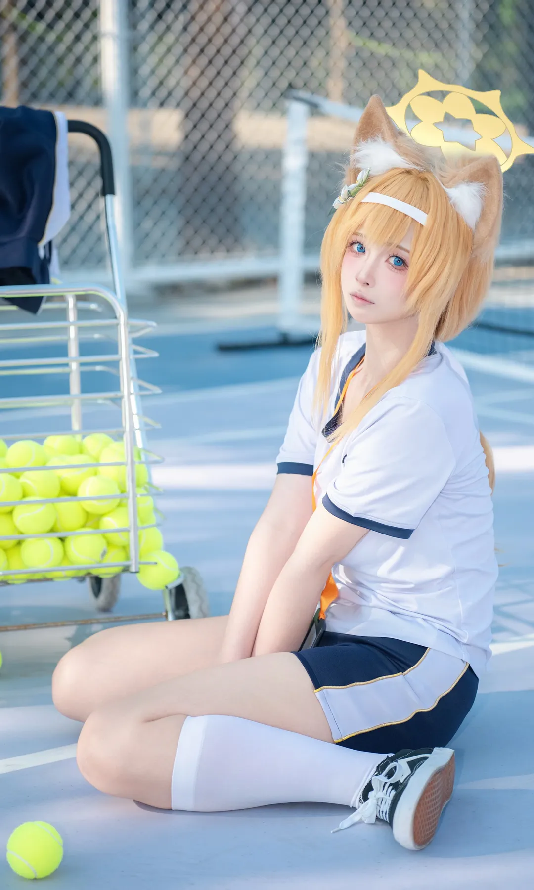 蔚蓝档案, 户外写真, 玛丽cos, 兽耳cosplay, 网球少女 - 第1张