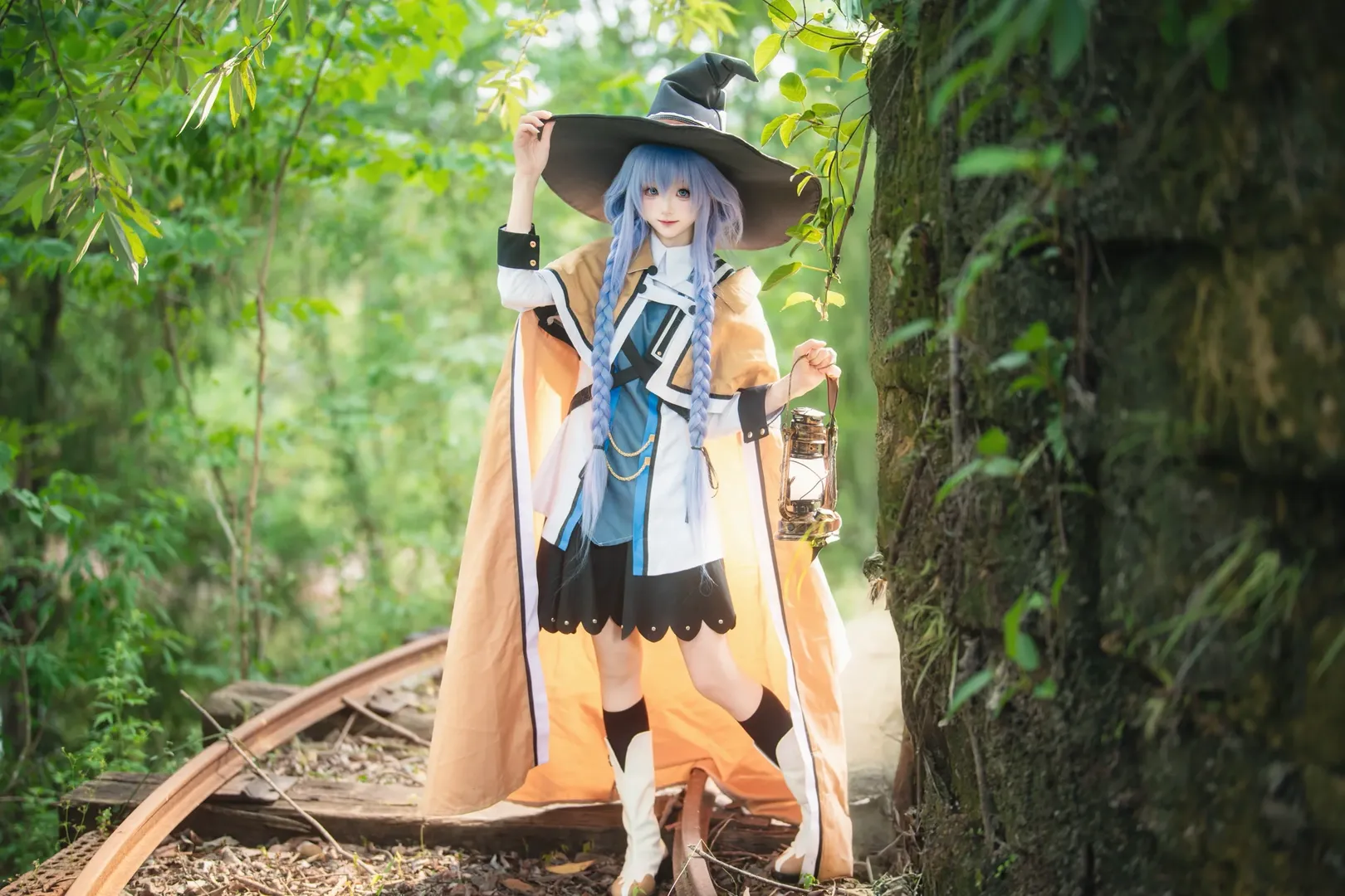 户外摄影, 二次元cosplay, 魔女装扮, 洛琪希cos, 无职转生