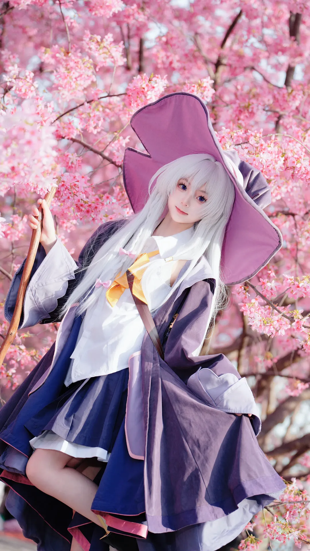 二次元摄影, 伊蕾娜cos, 魔女之旅, 魔女cosplay, 樱花外拍