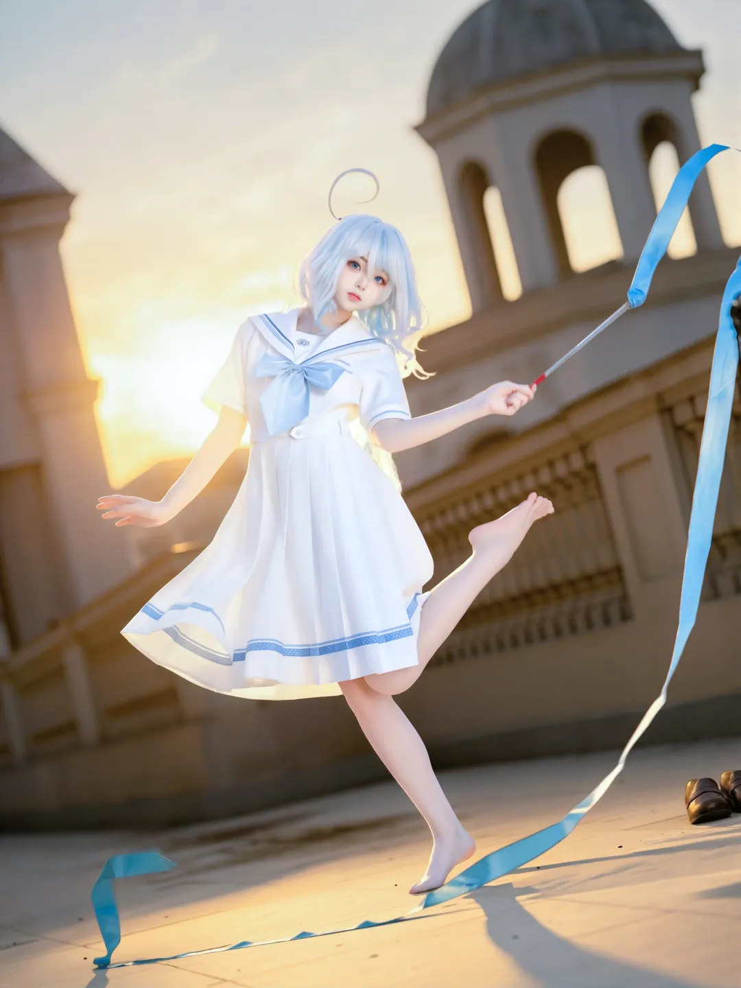 原神, 芙宁娜cos, cosplay日常, 水手服穿搭, 逆光写真 - 第1张