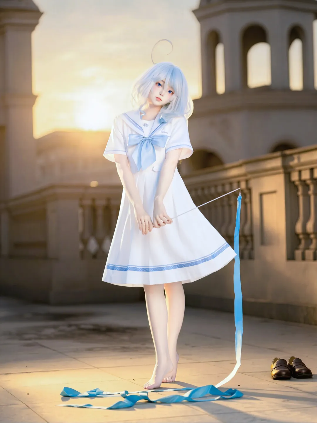 原神, 芙宁娜cos, cosplay日常, 水手服穿搭, 逆光写真 - 第3张