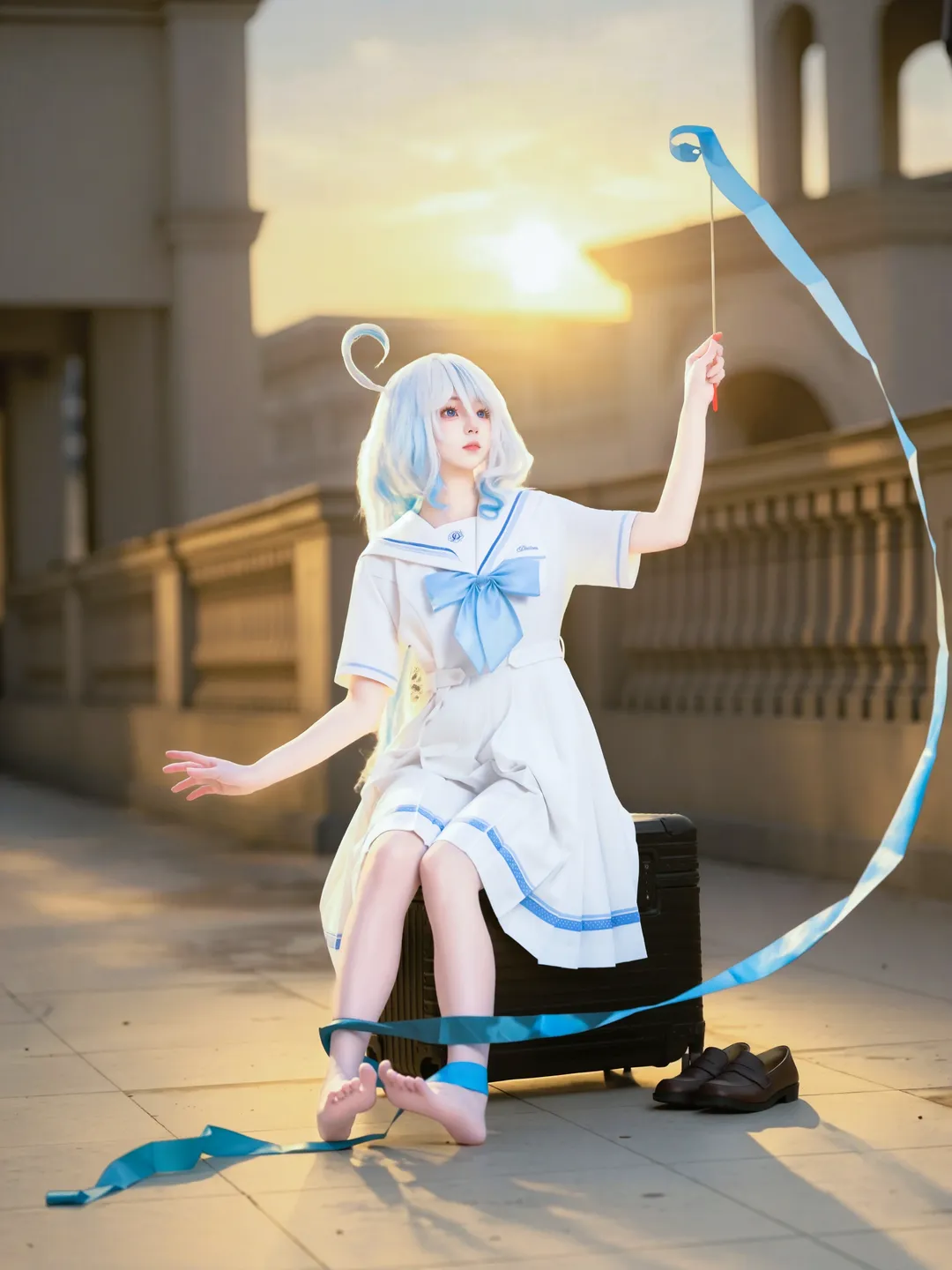 原神, 芙宁娜cos, cosplay日常, 水手服穿搭, 逆光写真