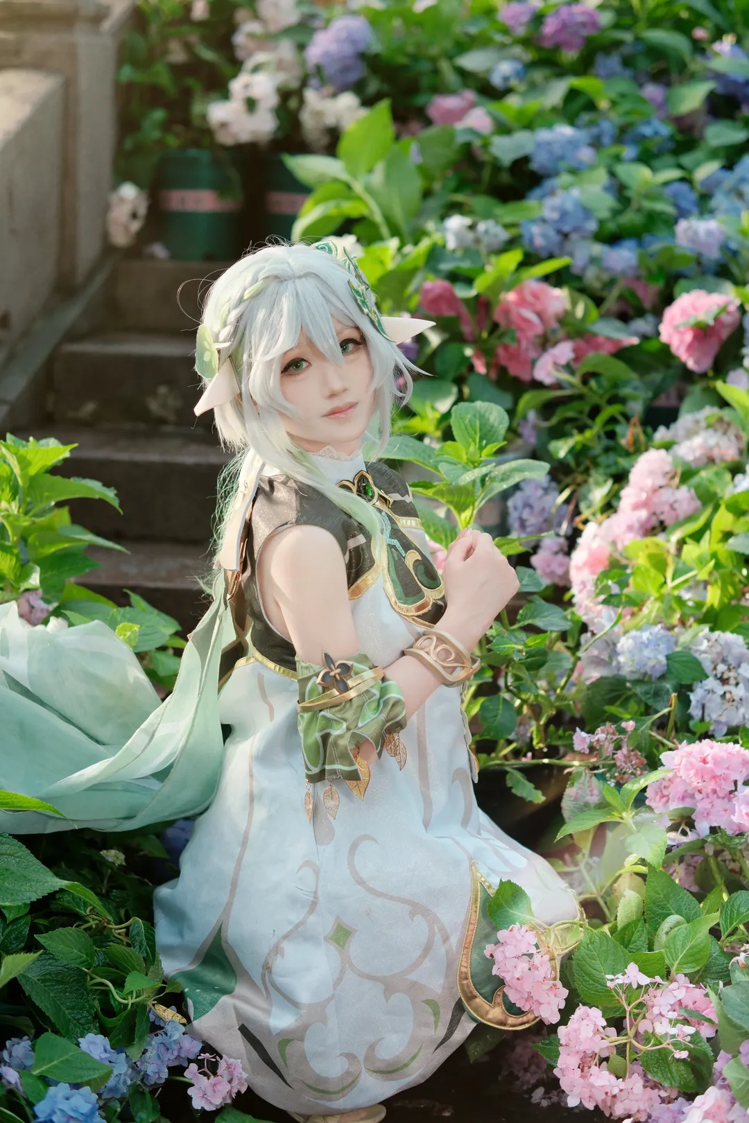 Aesthetic Portrait, Genshin Impact, Character accuracy, Nahida Cosplay, Flower field photography