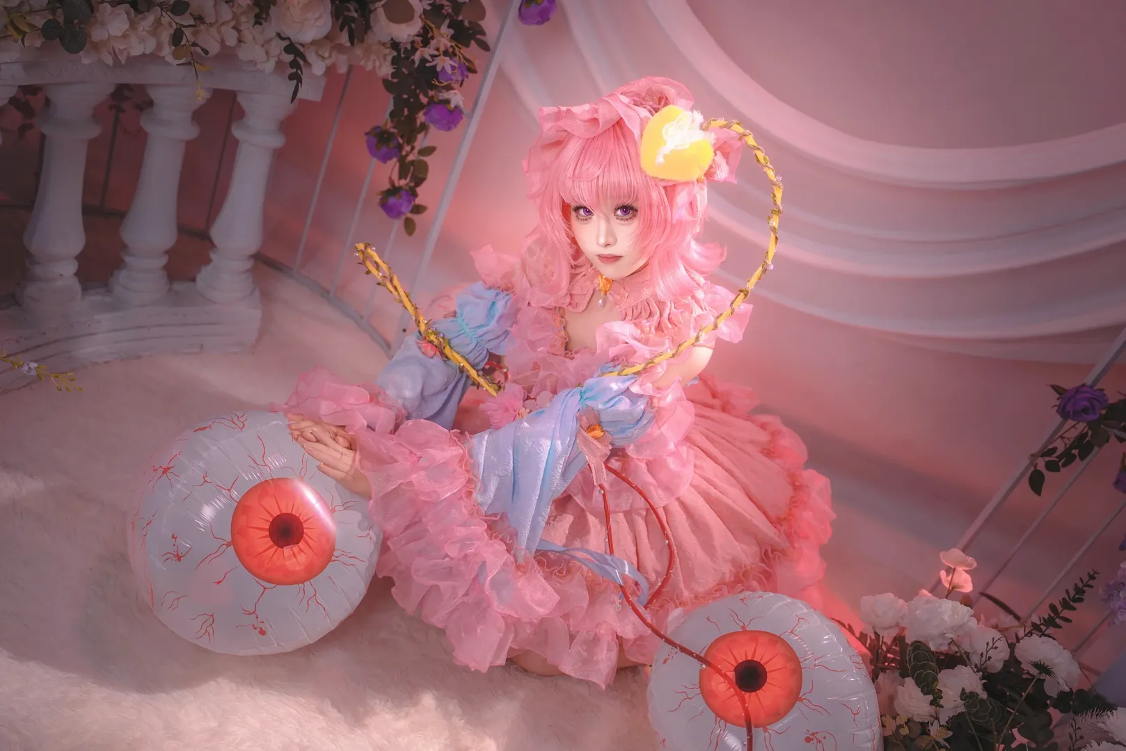 二次元撮影, 東方Project, 古明地さとり コスプレ, 感じる / 眠る, ピンク調 - 2枚目