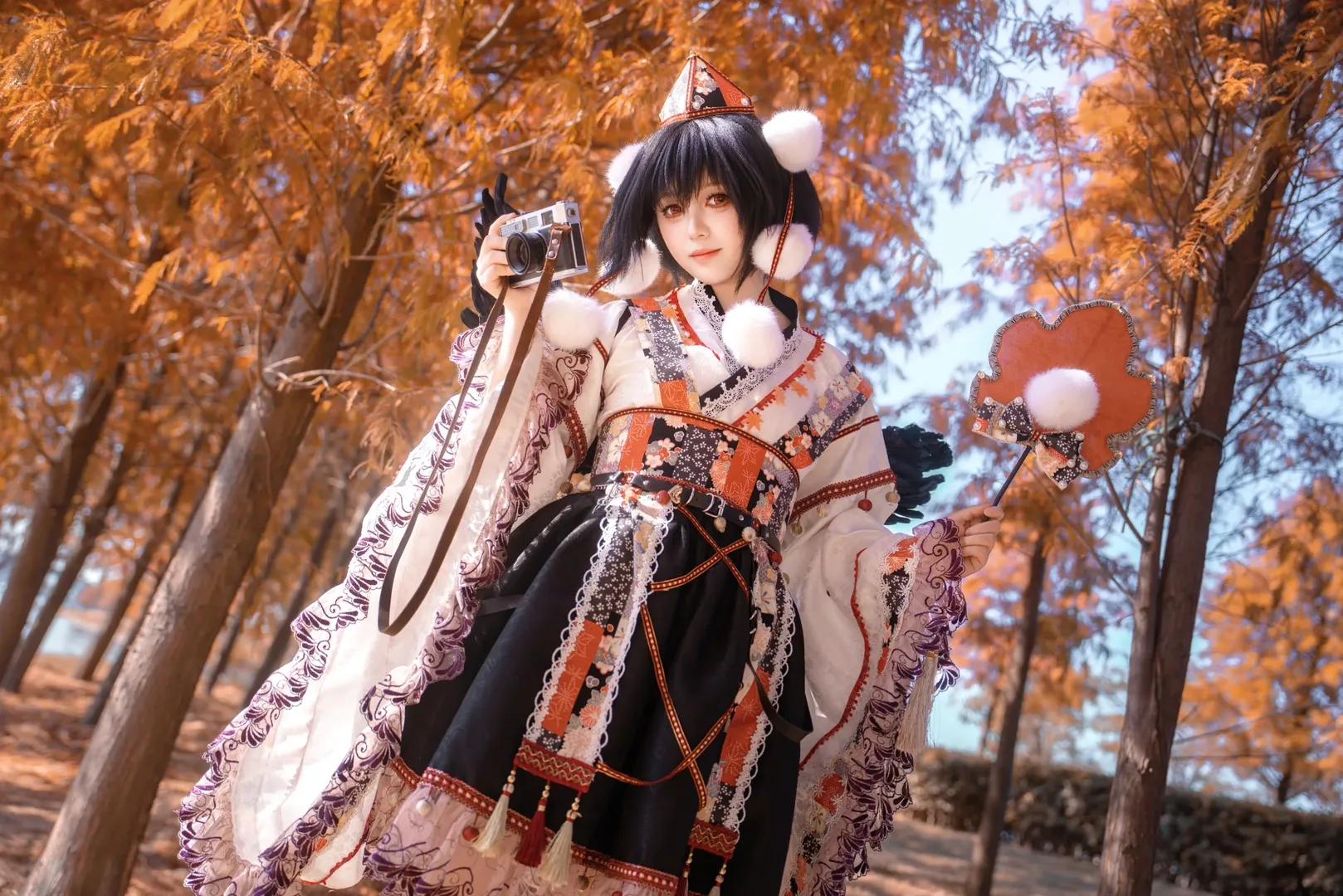 Character accuracy, Touhou Project, Outdoor photography, Shameimaru Aya cosplay, Autumn outfit