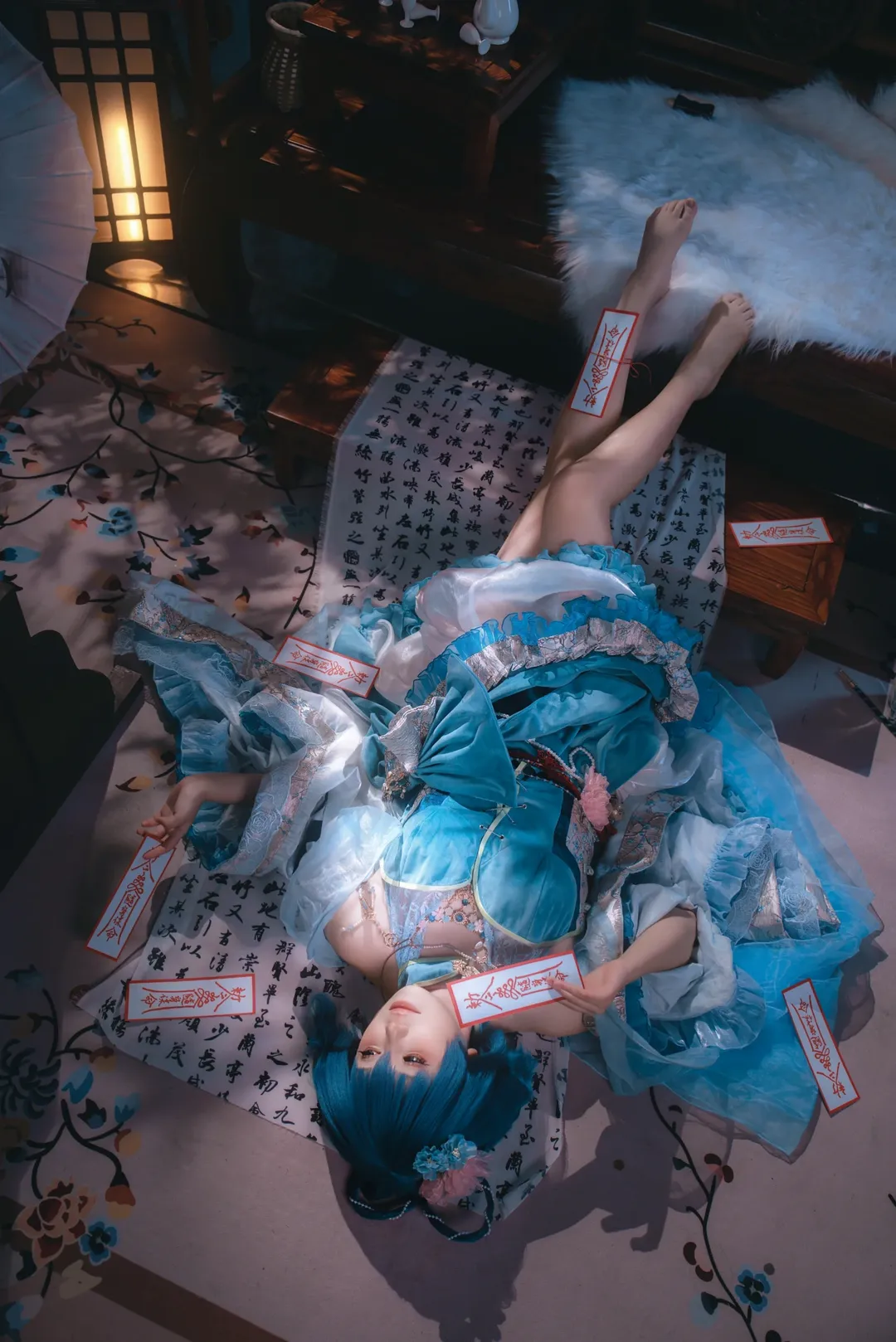 东方Project, 古风cosplay, 霍青娥cos, 蓝发cos, 二次元cos正片 - 第1张