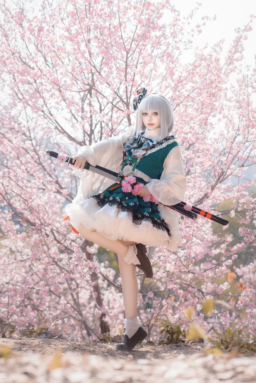 东方project, 魂魄妖梦cos, cosplay正片, 大屏山樱花谷, 樱花季