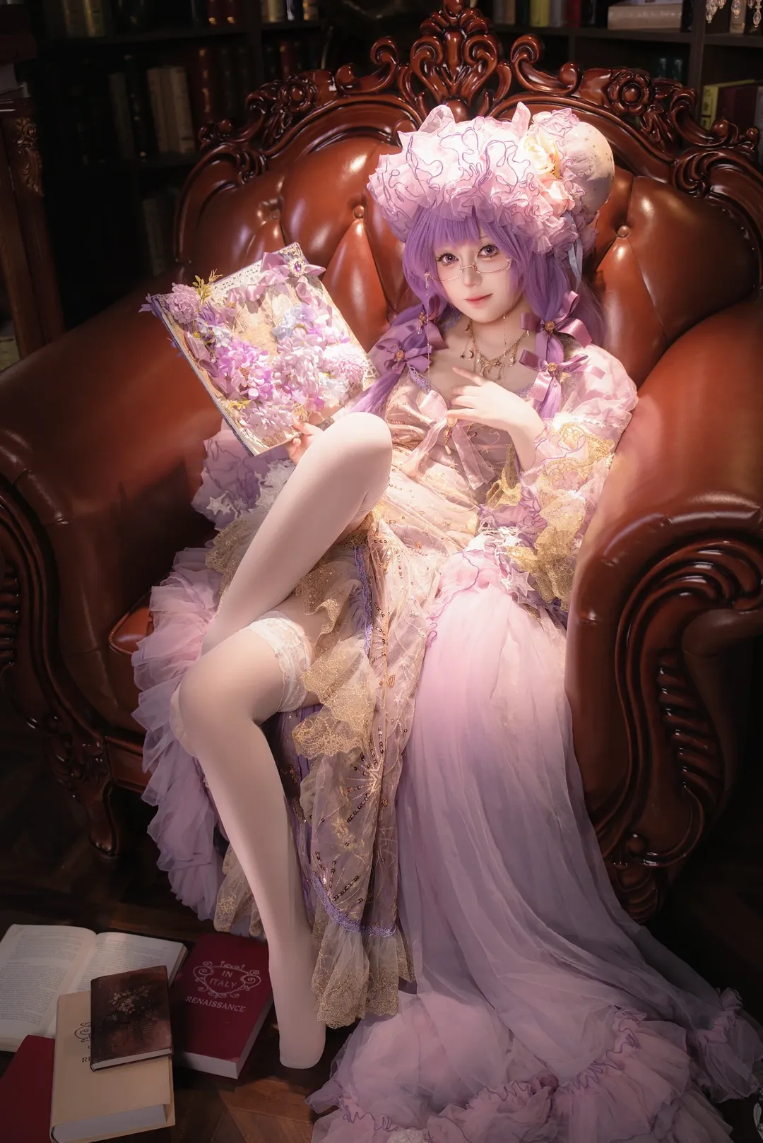 二次元摄影, 东方Project, 图书馆摄影, 帕秋莉cos, Lolita服装