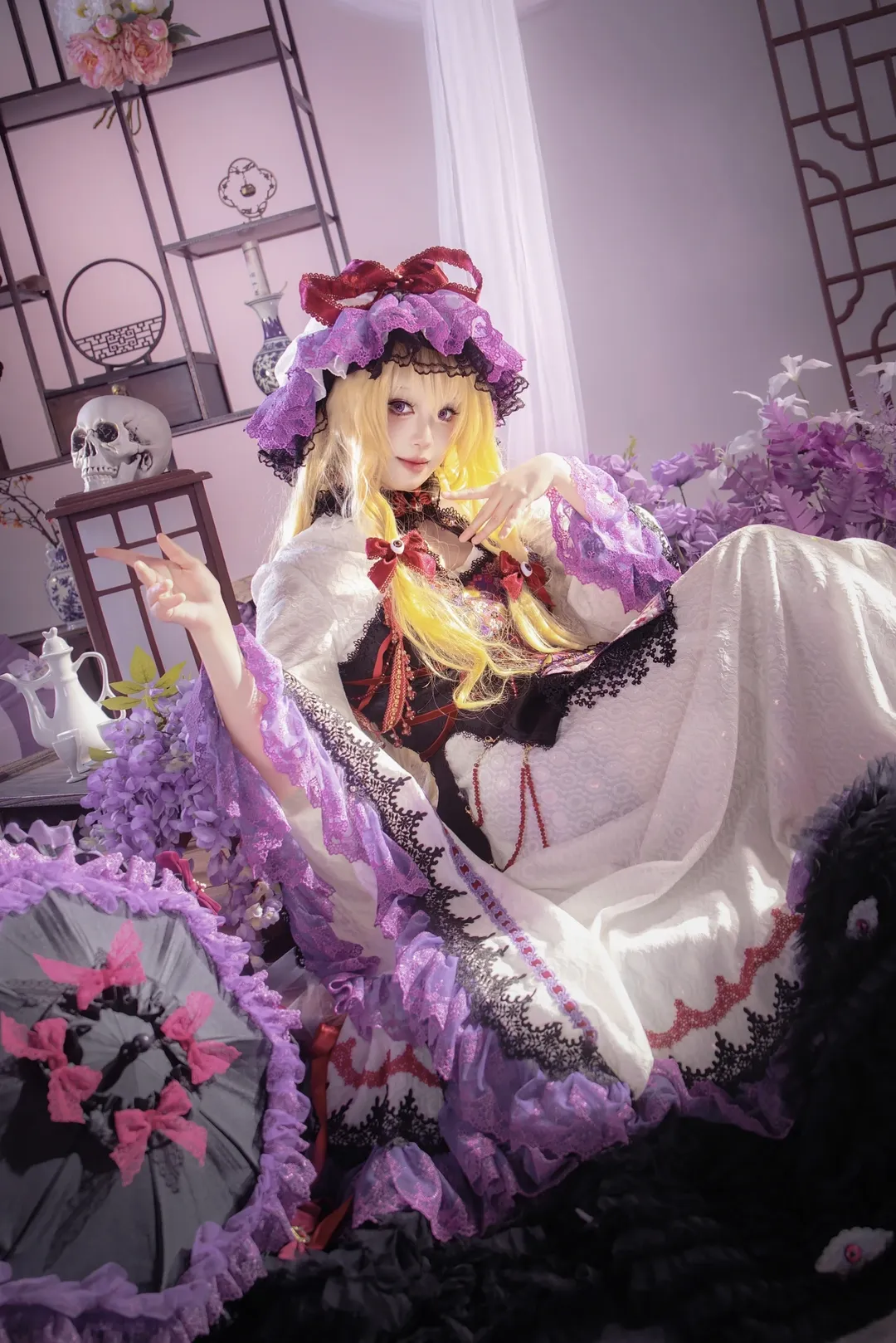 东方Project, cosplay正片, 东方幻想风, 八云紫cos, 紫蕾丝洋装 - 第1张
