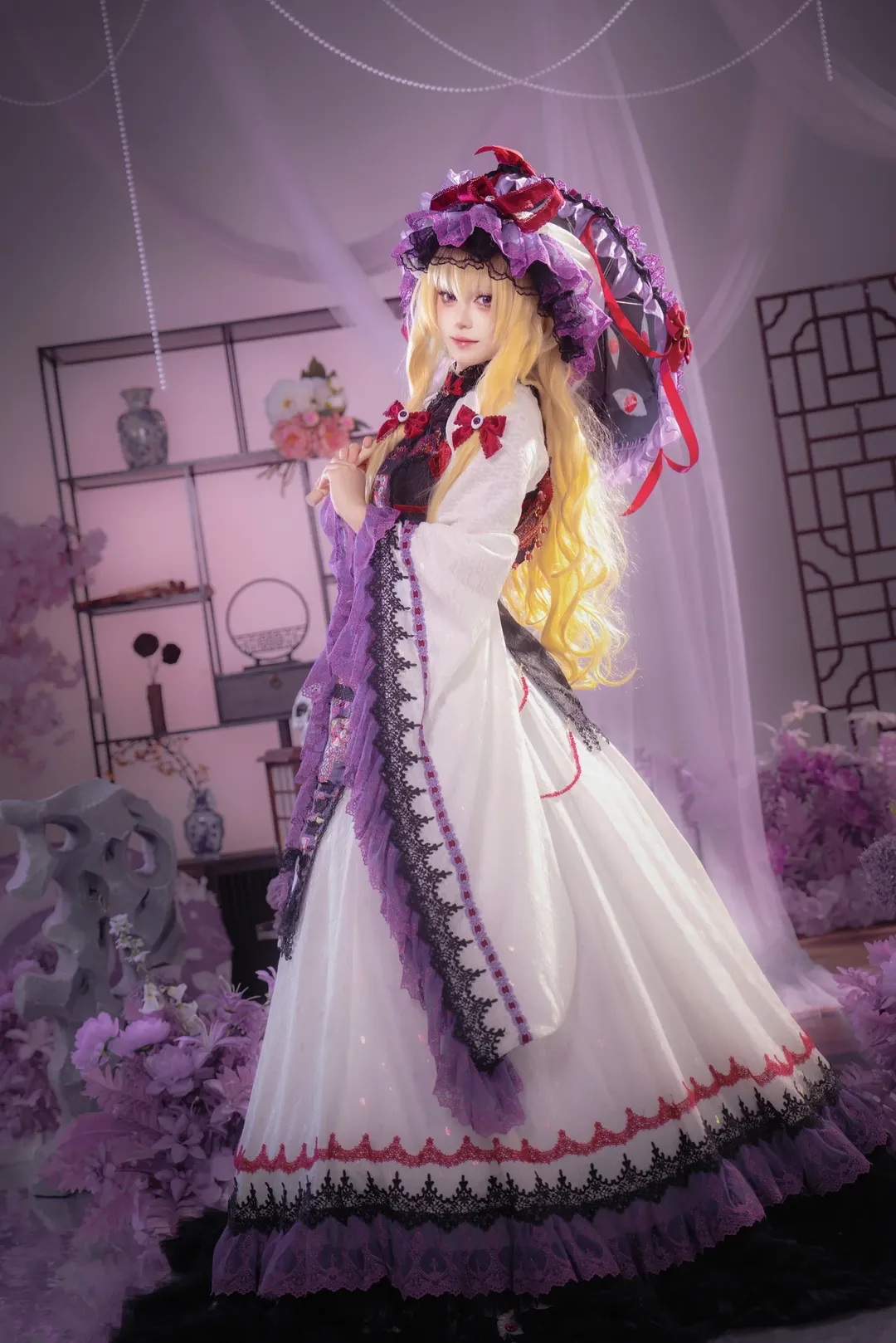 东方Project, cosplay正片, 东方幻想风, 八云紫cos, 紫蕾丝洋装 - 第4张